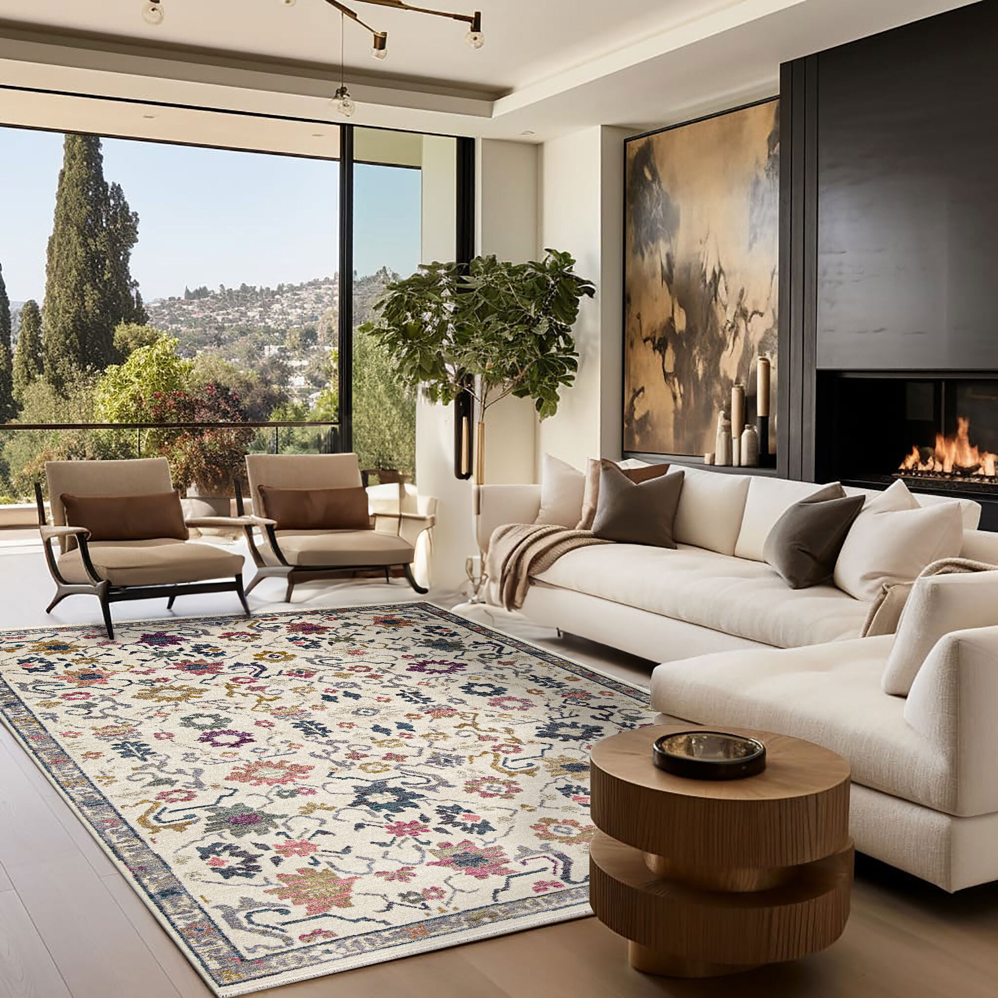Large View Cora Traditional Floral Motif Rug