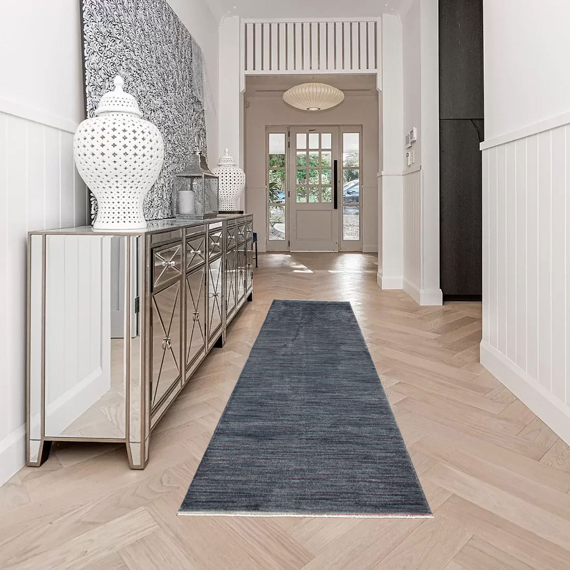 Large View Cora Plain Blue Modern Rug