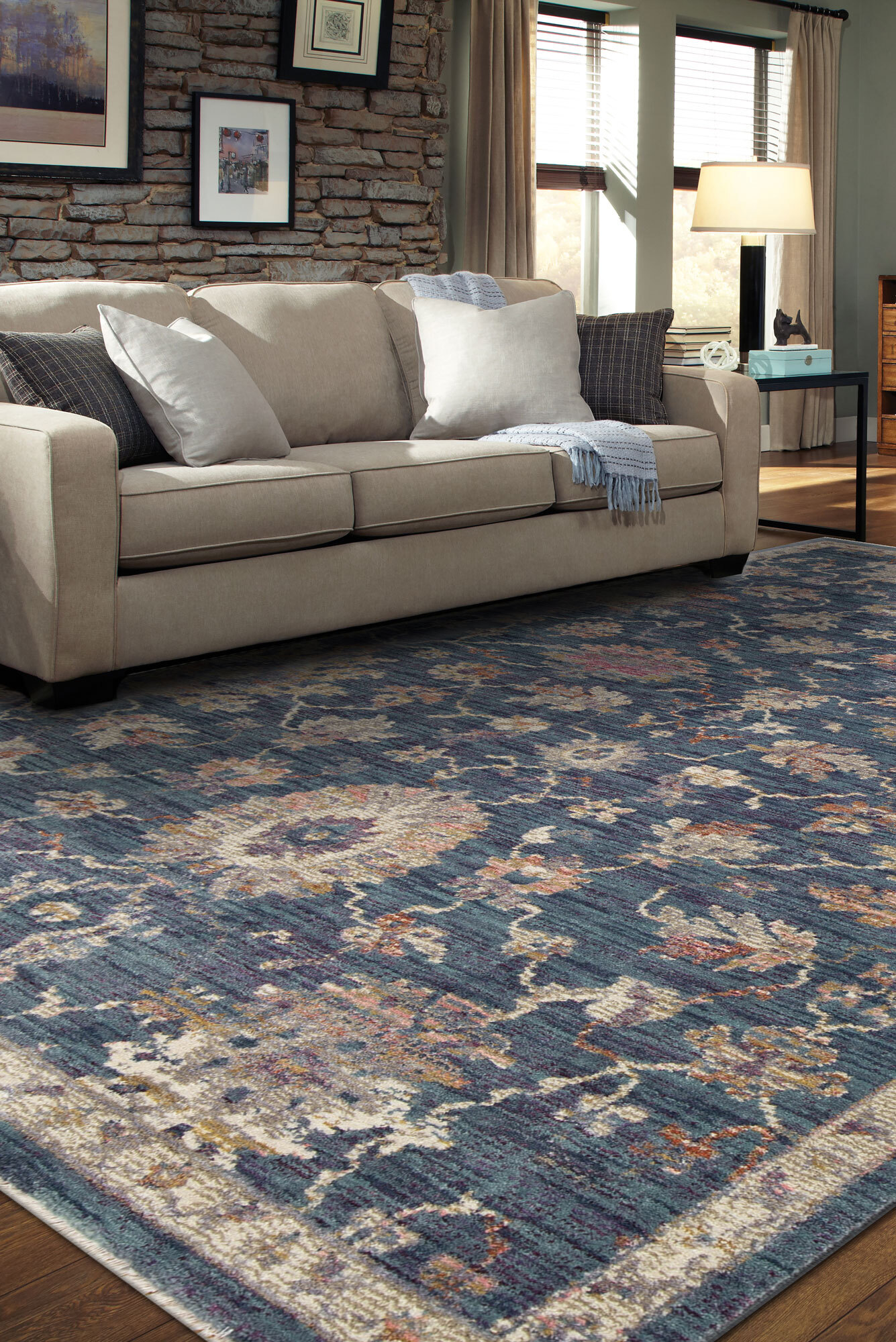 Cora Blue Traditional Floral Rug(Size 230 x 160cm)