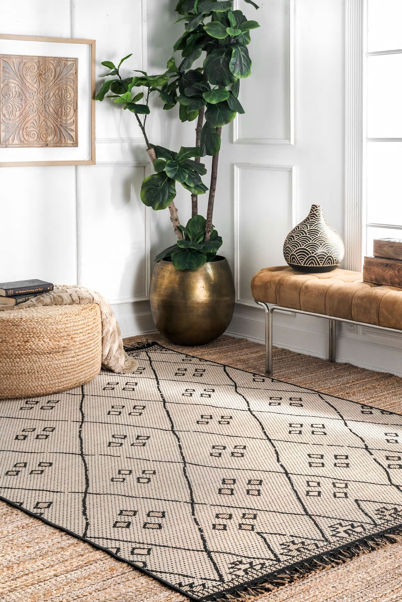 Large View Carlo Diamond Pattern Rug(Size 230 x 160cm)