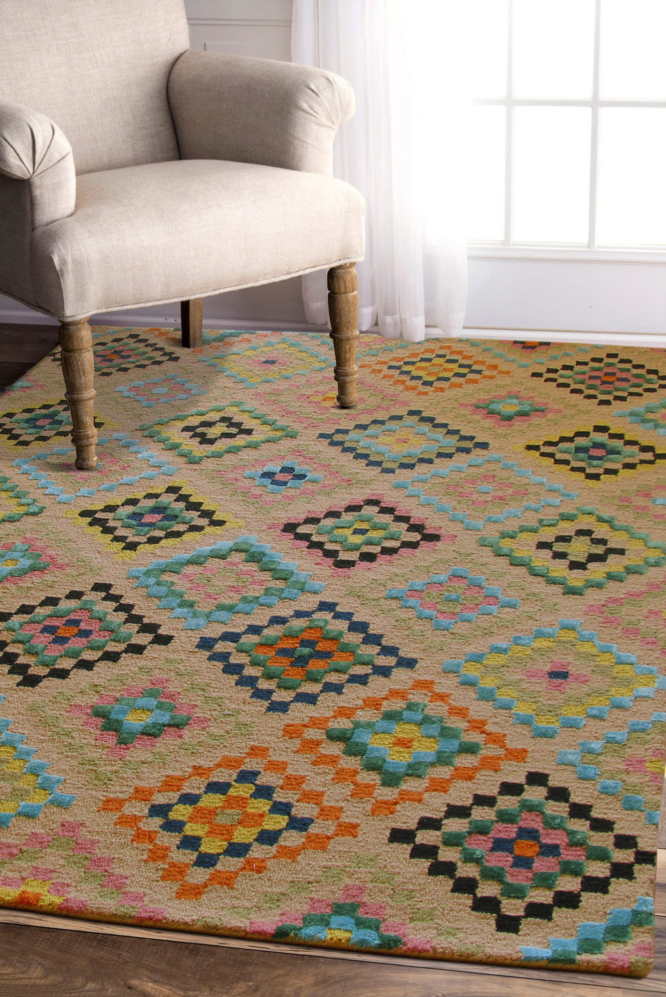 Calypso Geometric Wool Rug(Size 170 x 120cm)