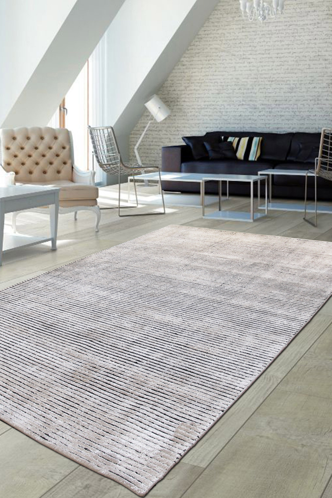 Calypso Hand Loomed Striped Rug(Size 220 x 150cm)