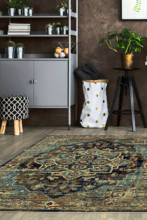 Large View Danny Navy Classic Medallion Rug(Size 180 x 120cm)
