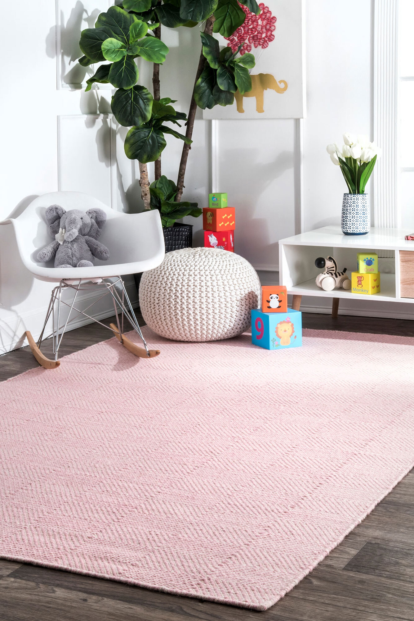 Dhurrie Pink Flatweave Wool Rug(Size 270 x 180cm)