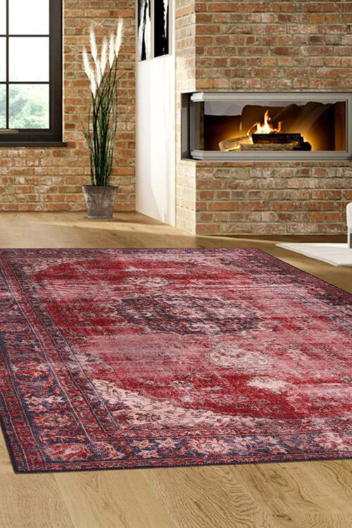 Diva Red Classic Overdyed Rug(Size 180 x 115cm)