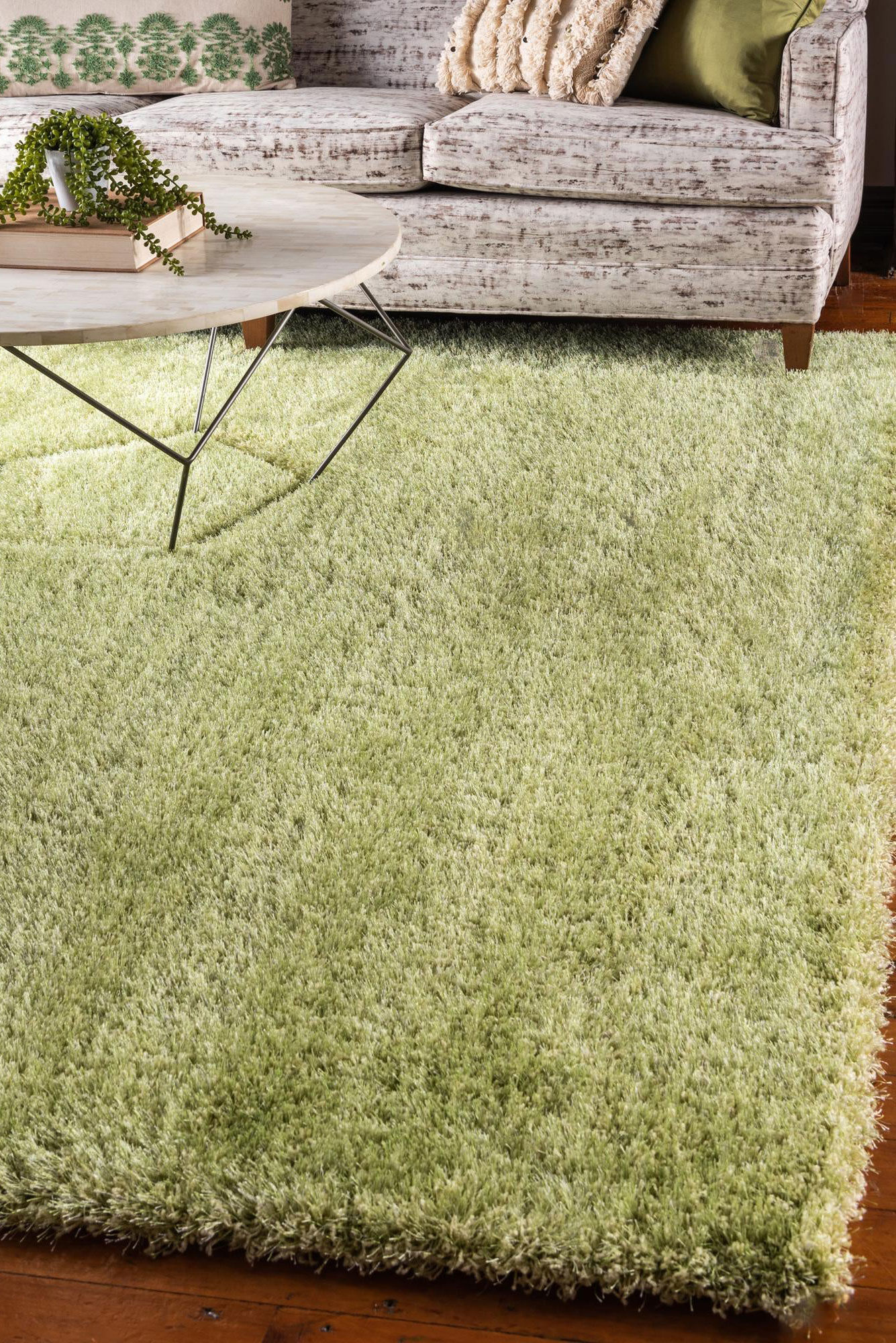 Dream Thick Green Shaggy Rug(Size 170 x 120cm)