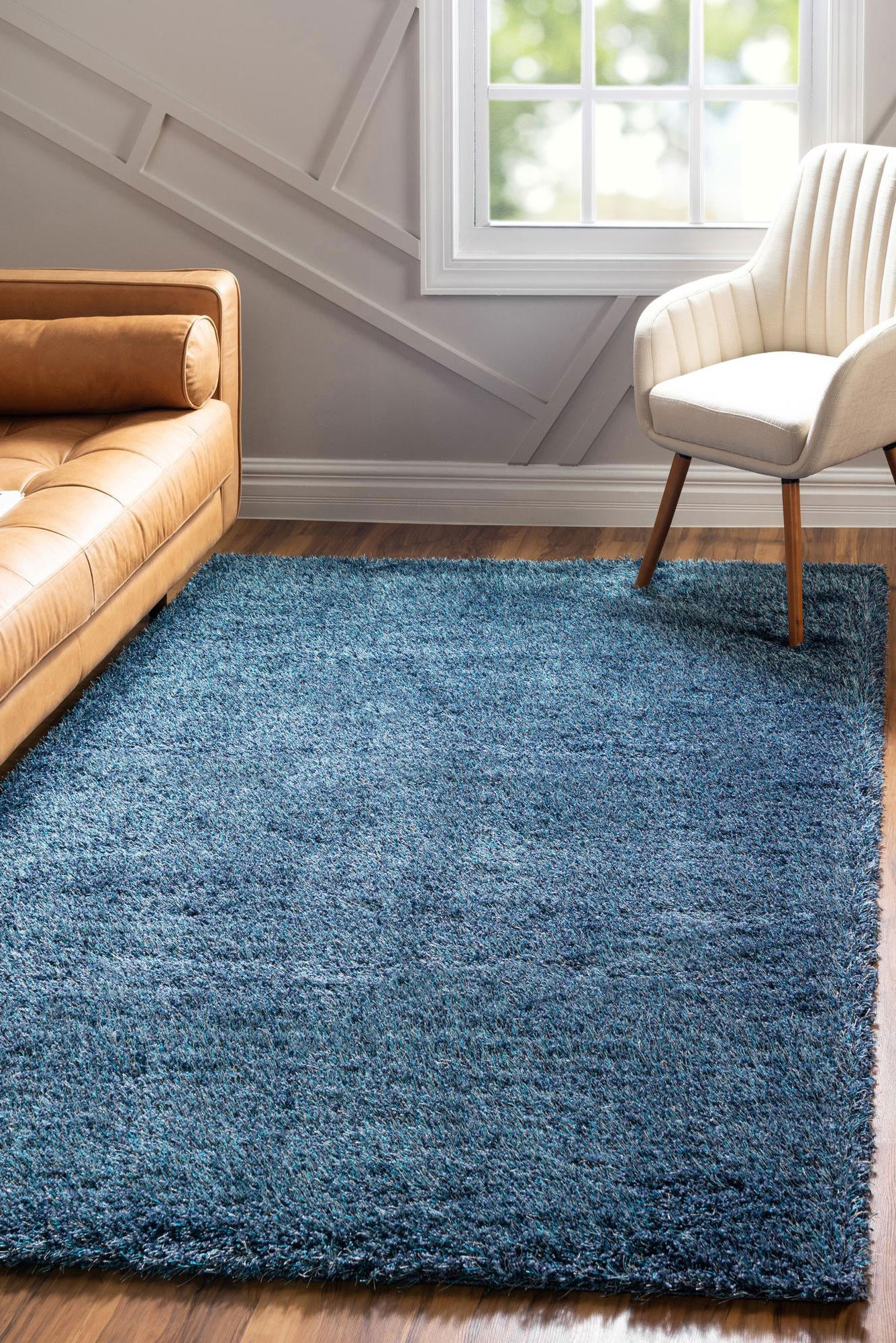Dream Plain Blue Shaggy Rug(Size 170 x 120cm)