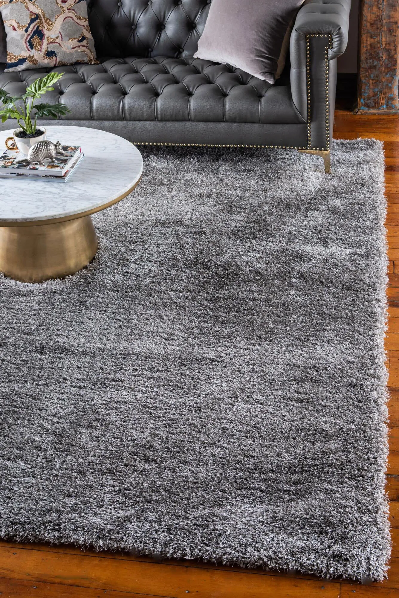 Dream Plain Grey Shaggy Rug(Size 150 x 150cm) ROUND
