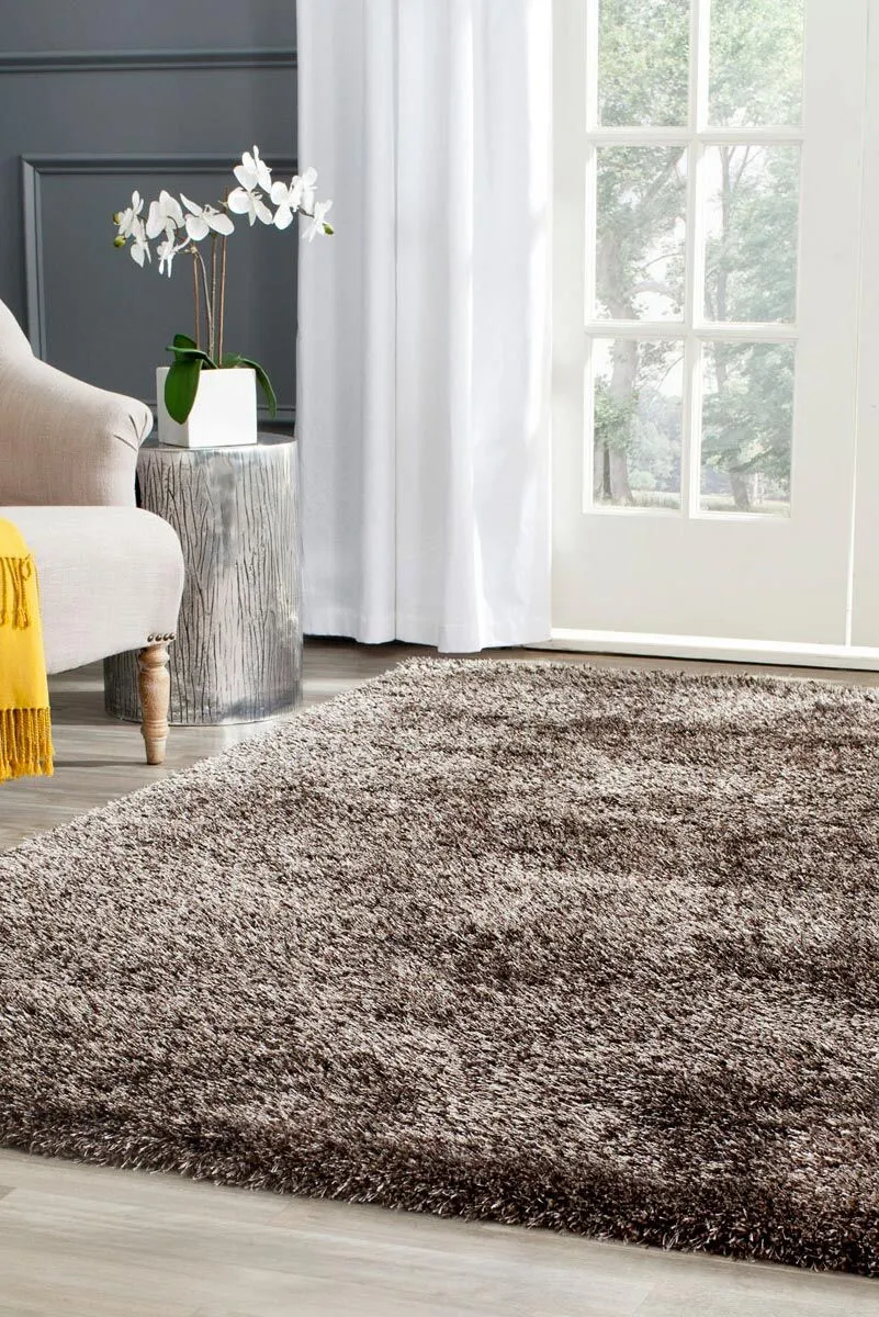 Dream Plain Brown Shaggy Rug(Size 150 x 150cm) ROUND