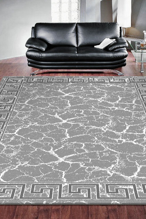 Dylan Grey Greek Key Border Rug(Size 170 x 120cm)