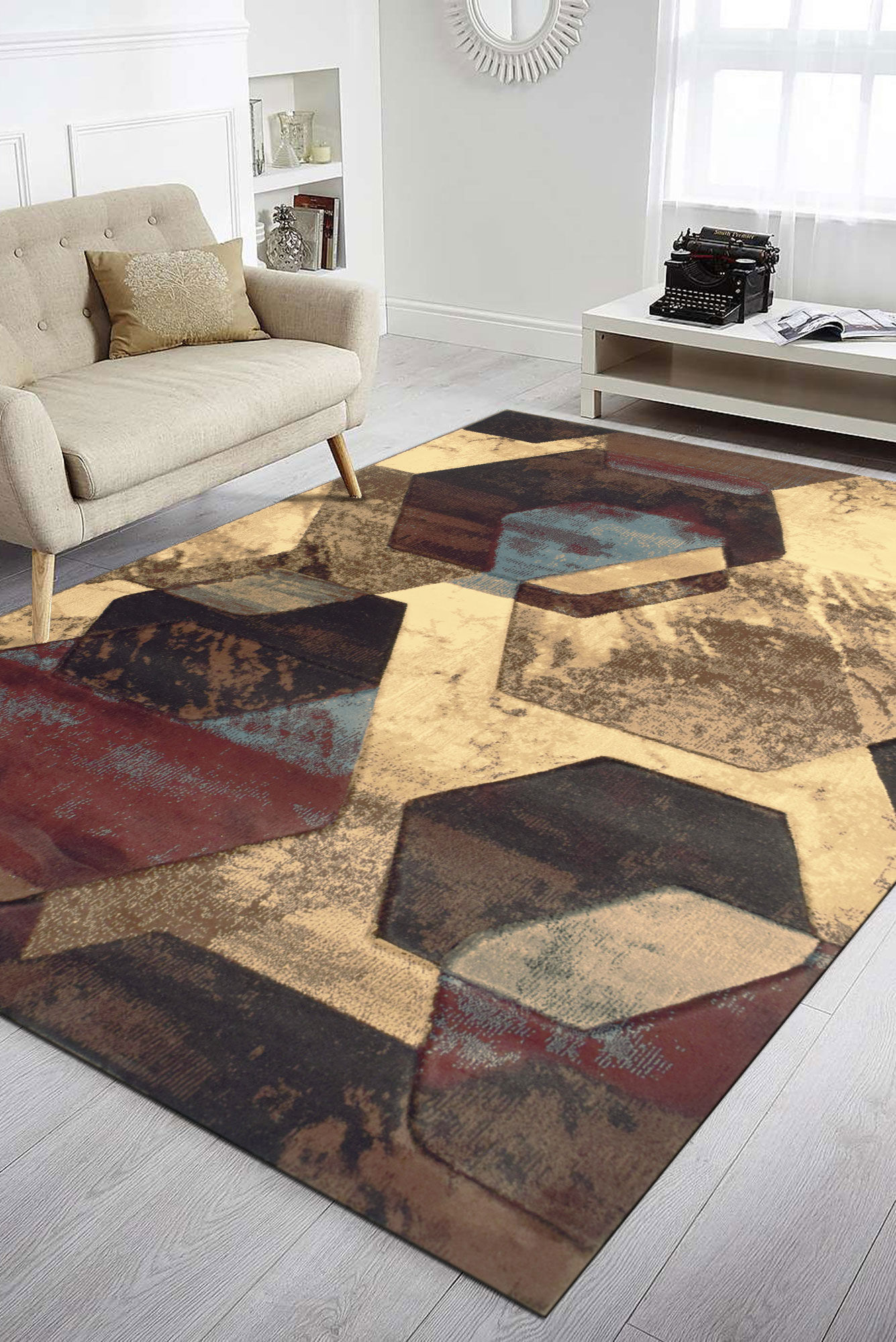 Large View Eliza Modern Geometric Rug(Size 170 x 120cm)