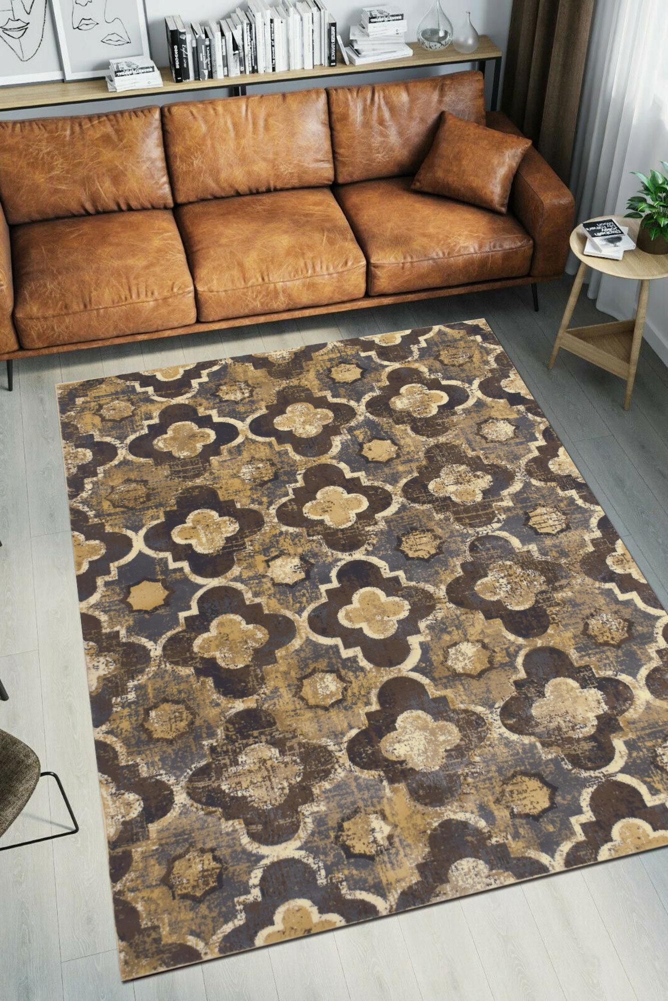 Large View Eliza Modern Trellis Pattern Rug(Size 170 x 120cm)