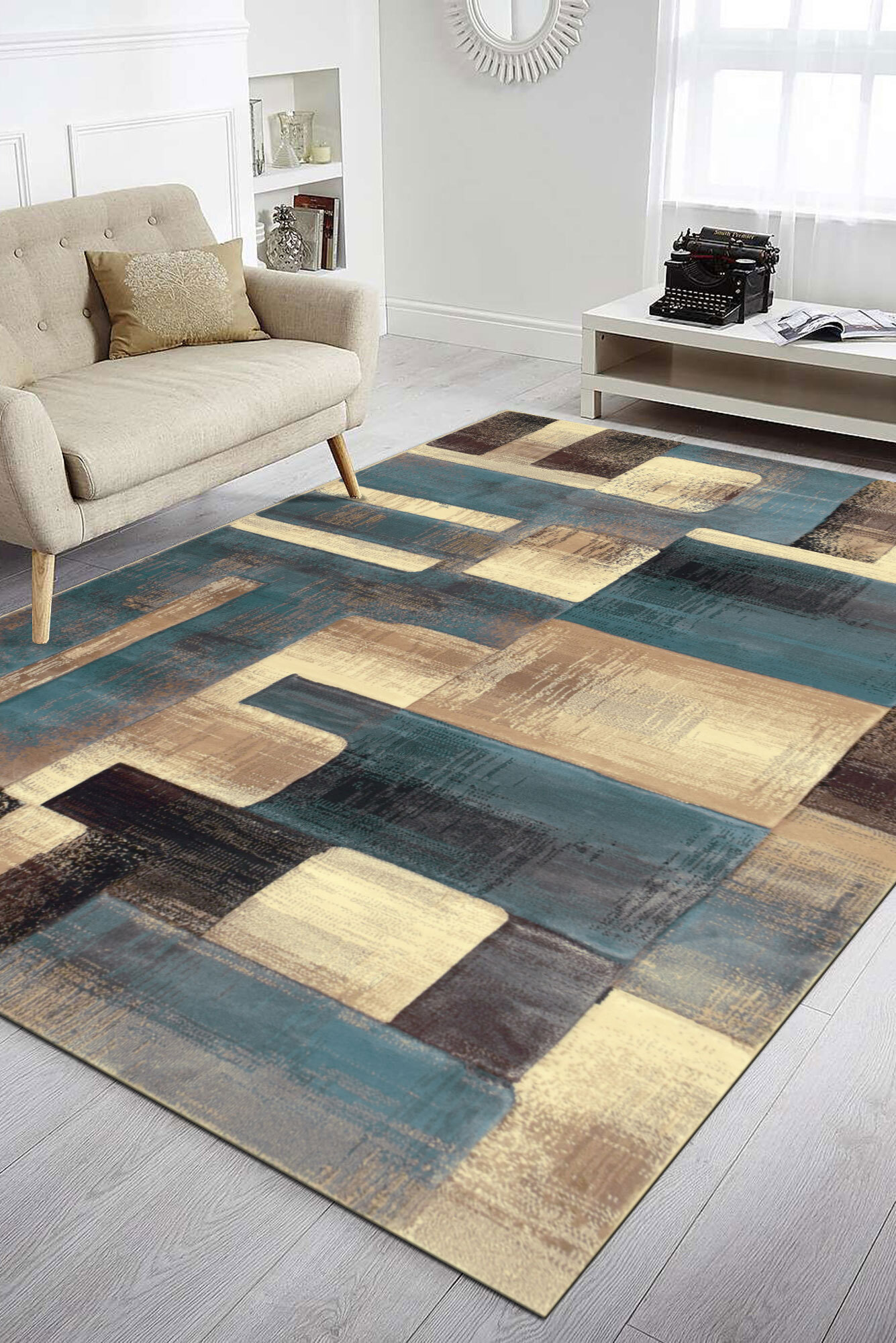 Large View Eliza Modern Carved Abstract Rug(Size 170 x 120cm)
