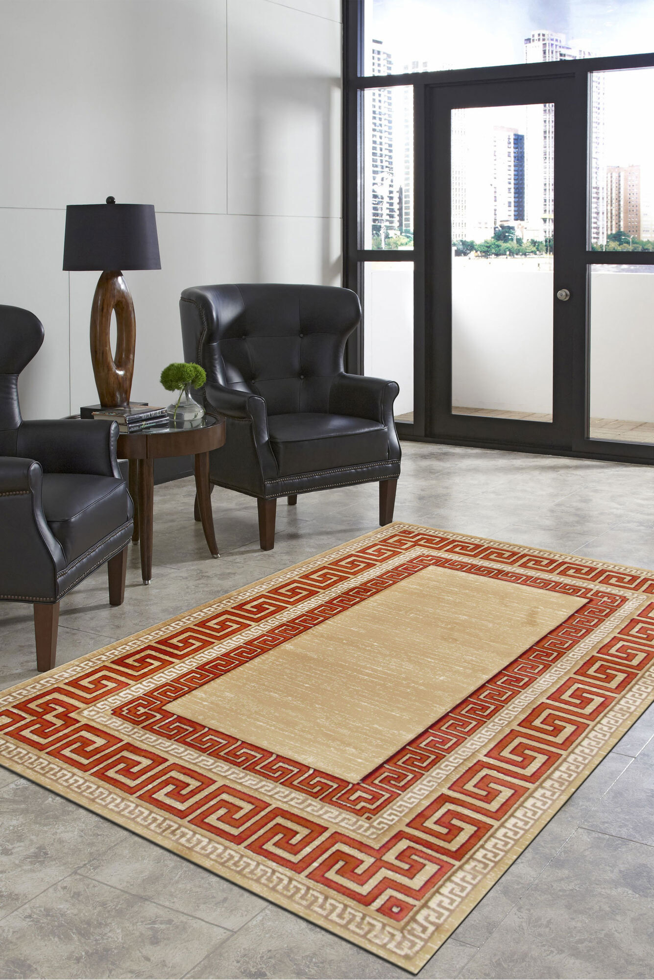 Eliza Modern Greek Key Rug(Size 170 x 120cm)