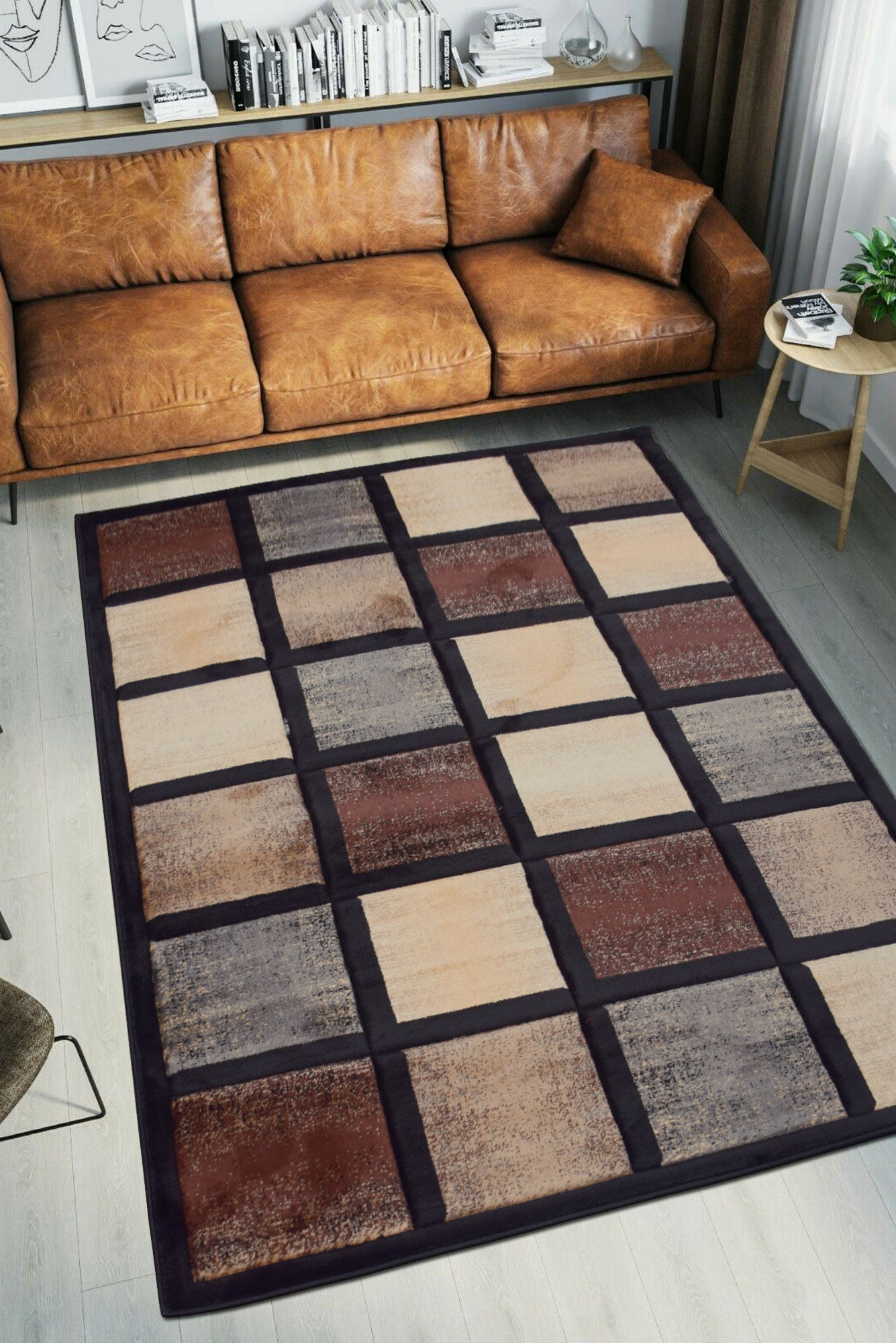 Eliza Modern Square Pattern Rug(Size 170 x 120cm)
