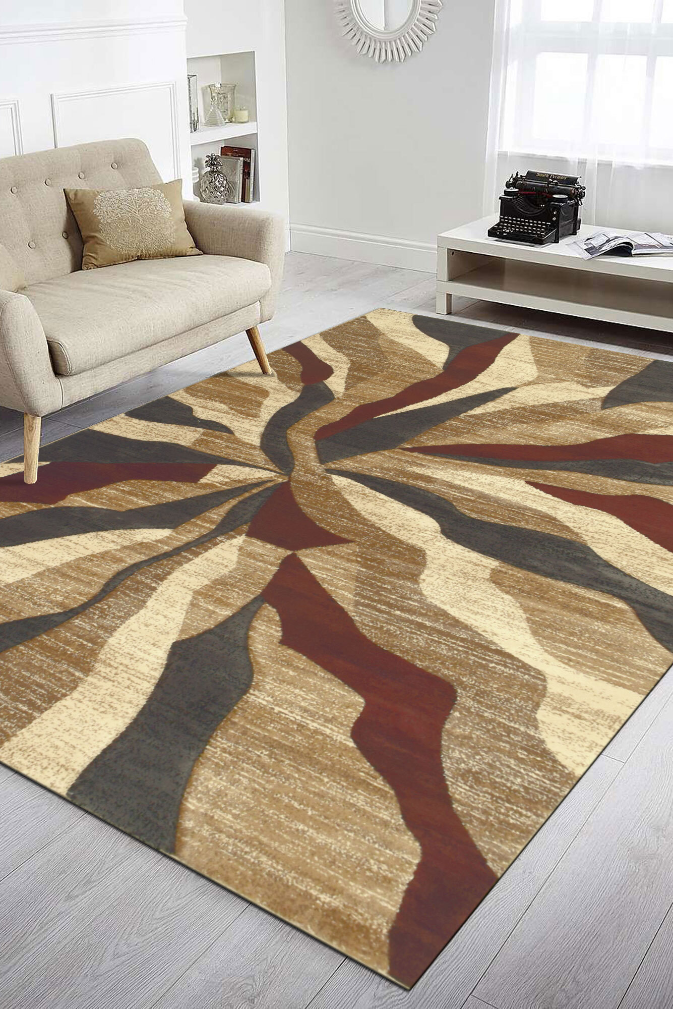 Eliza Beige Modern Abstract Rug(Size 170 x 120cm)