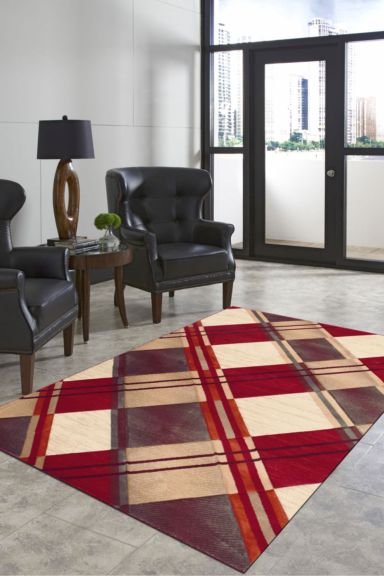 Eliza Carved Tartan Pattern Rug(Size 170 x 120cm)