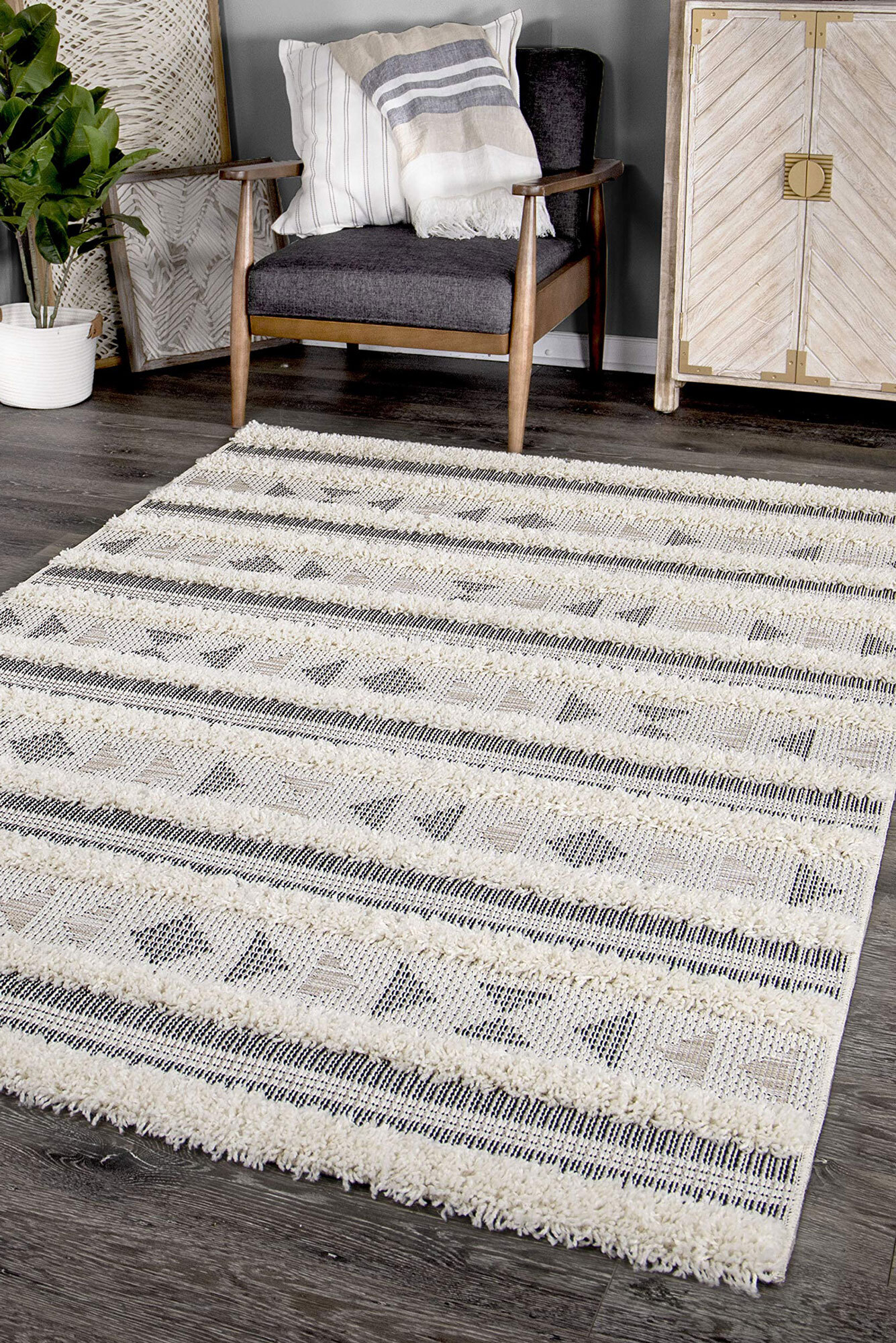 Evan Geometric Multi Texture Rug(Size 230 x 160cm)