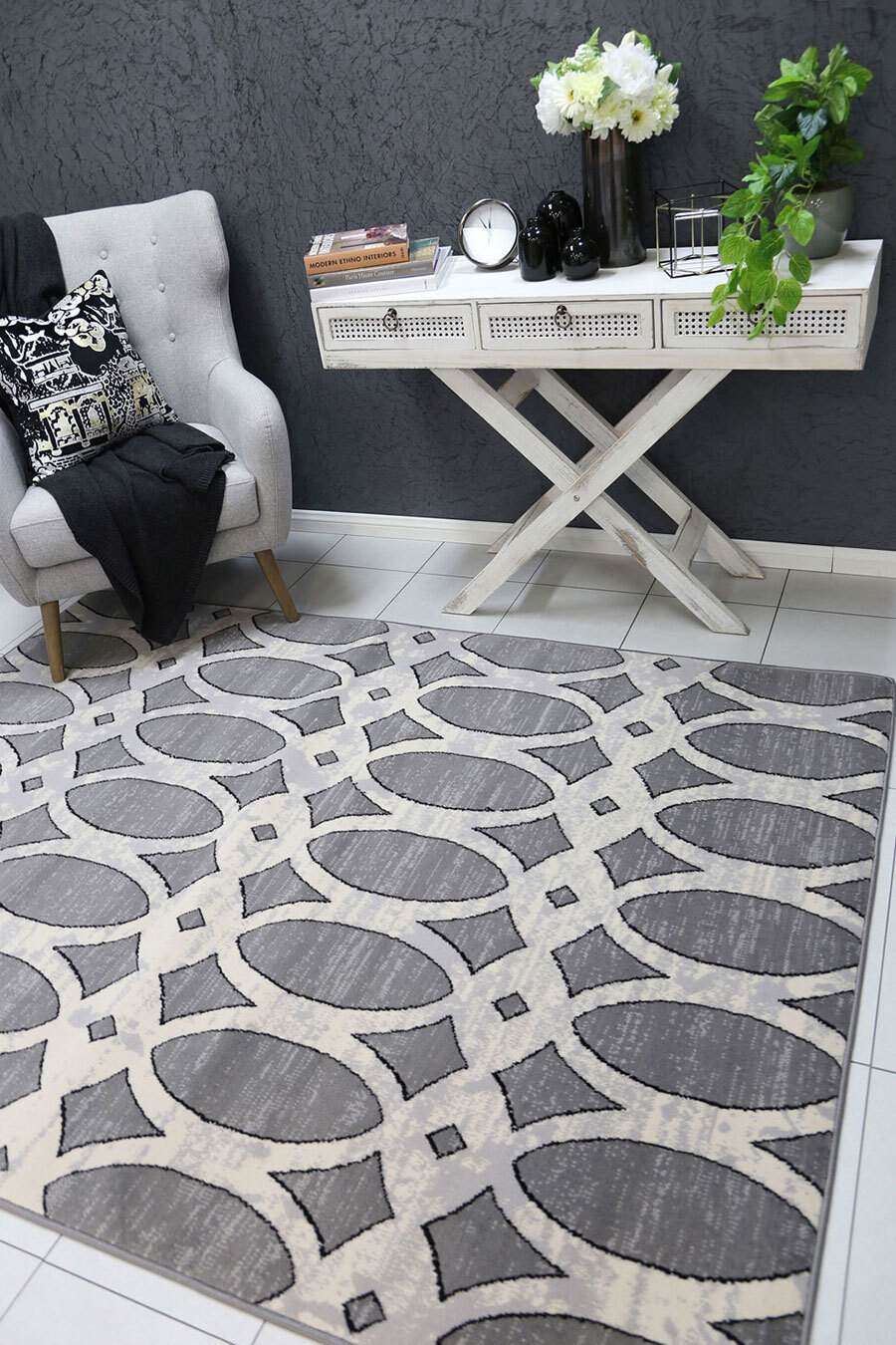 Large View Emma Grey Modern Abstract Rug(Size 230 x 160cm)