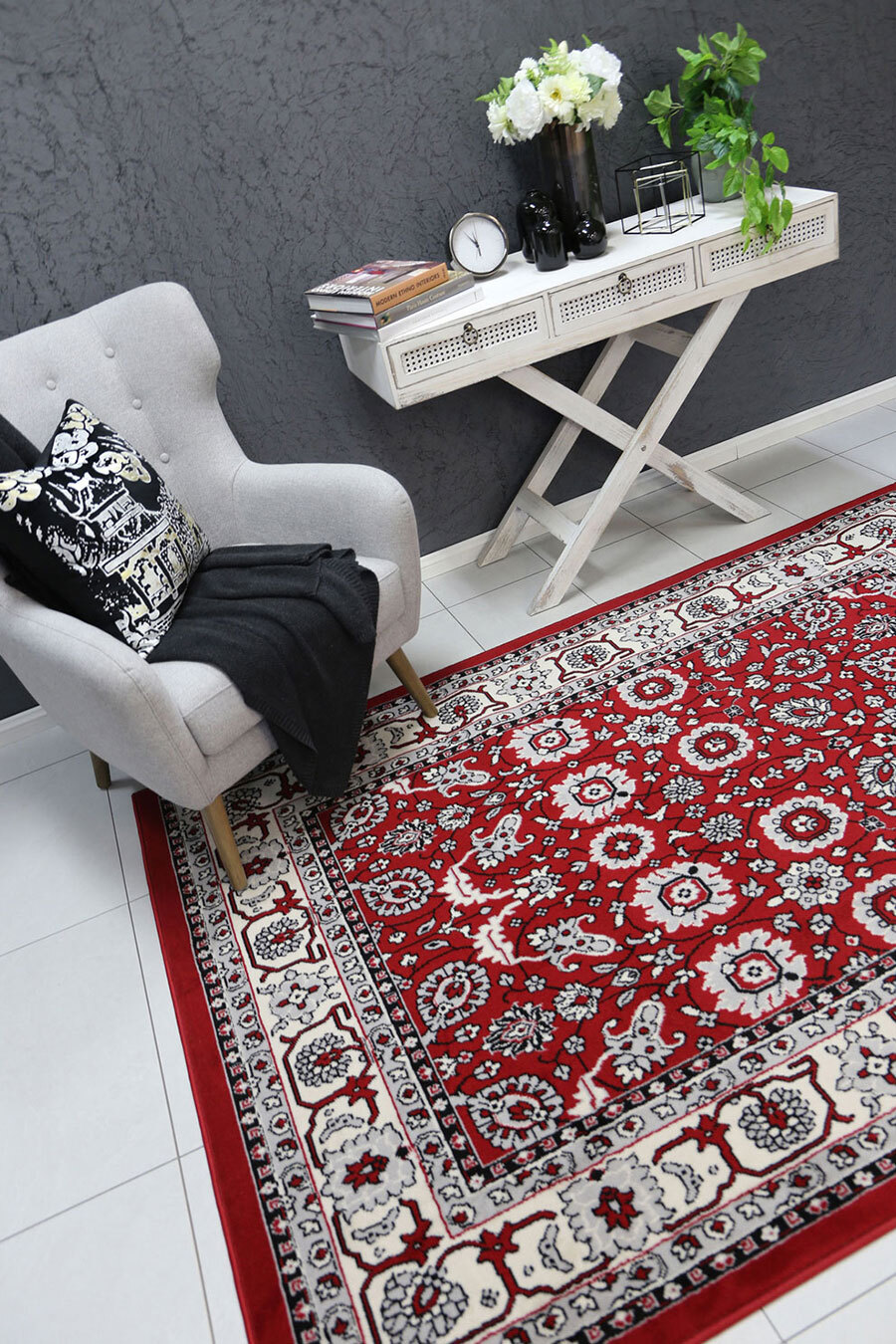 Large View Emma Red Traditional Floral Rug(Size 230 x 160cm)