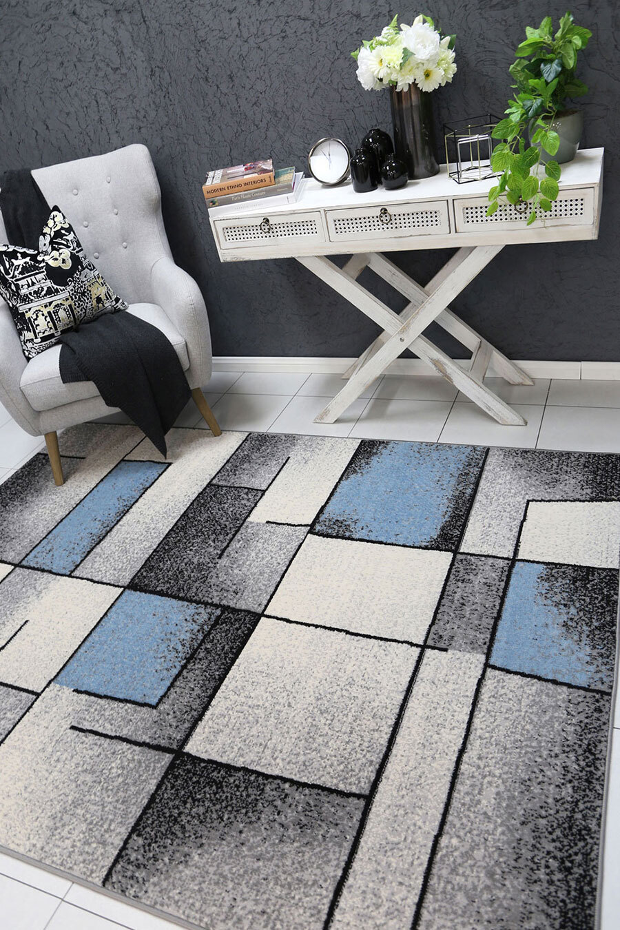 Emma Blue Modern Abstract Rug(Size 230 x 160cm)