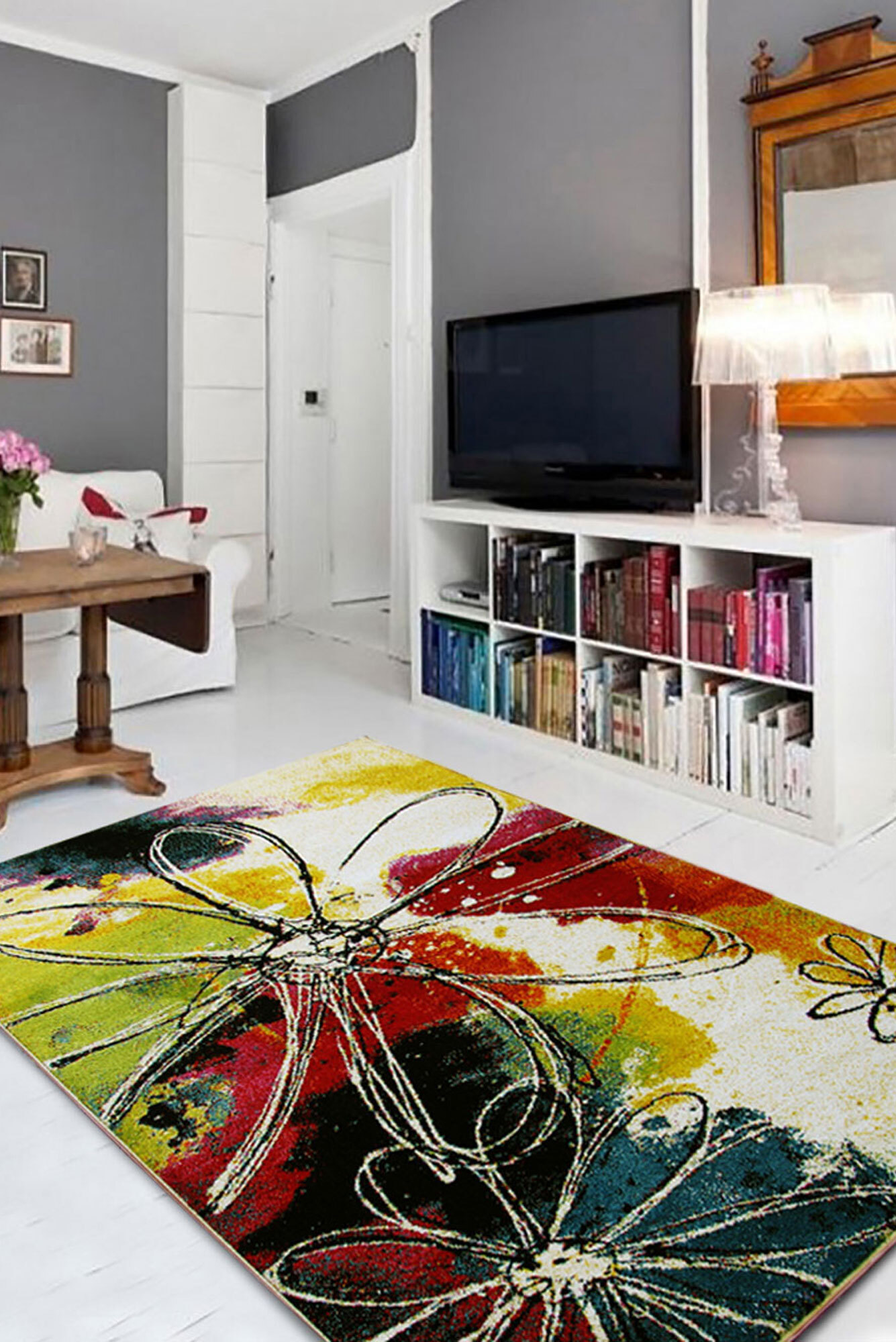 Ellen Modern Floral Abstract Rug(Size 170 x 120cm)