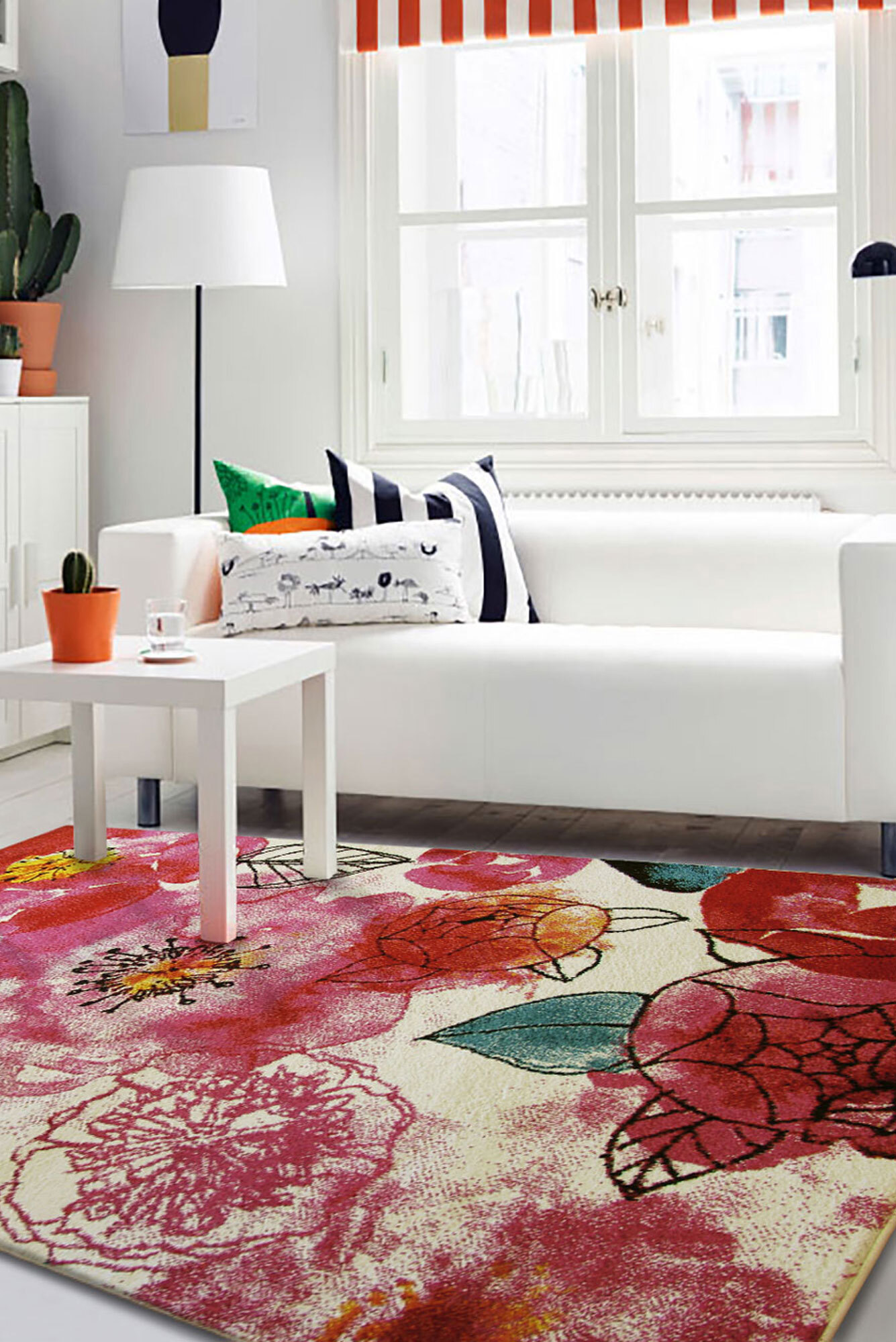Large View Ellen Watercolor Floral Rug(Size 170 x 120cm)