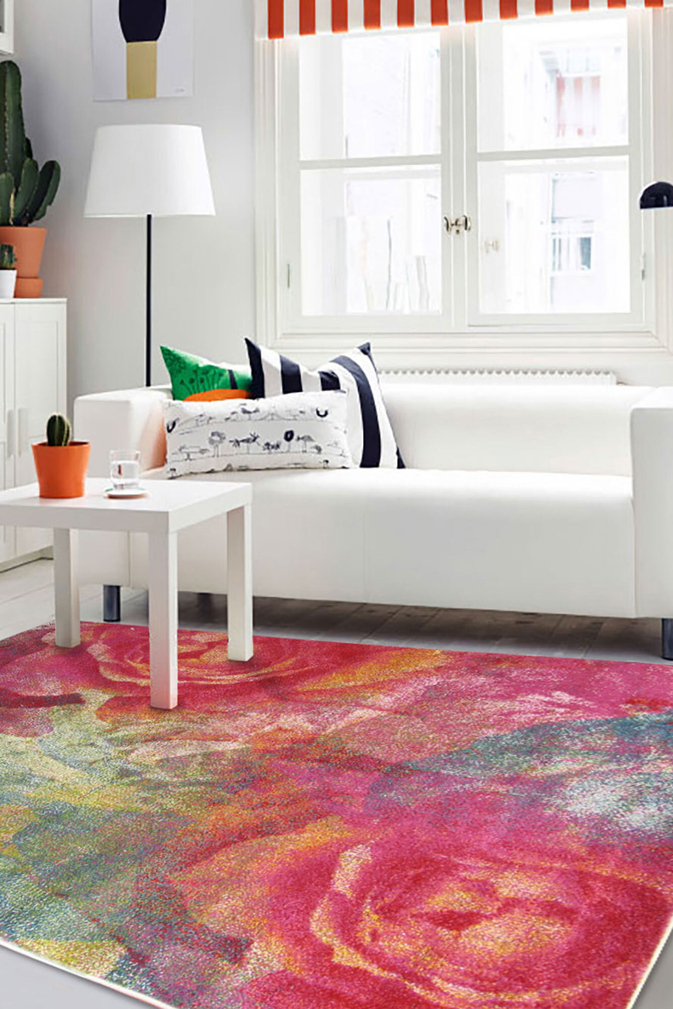 Large View Ellen Modern Rose Flower Rug(Size 170 x 120cm)