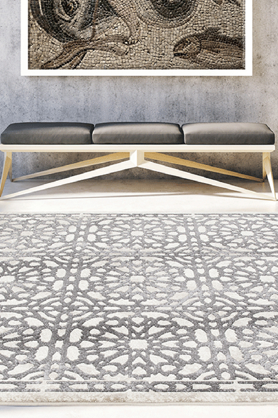 Fabian Damask Grey Rug(Size 230 x 160cm) 