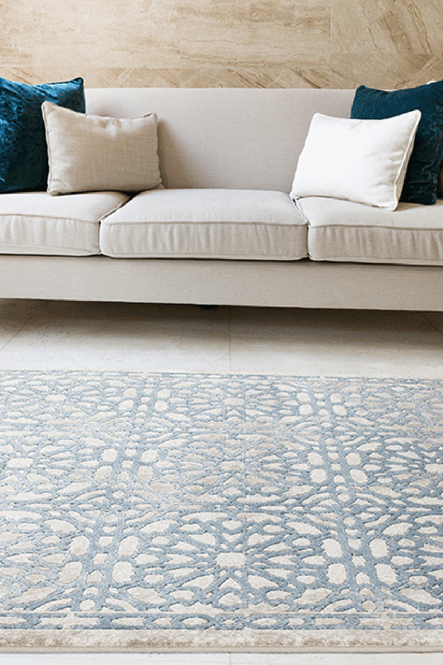 Fabian Damask Blue Rug(Size 230 x 160cm) 