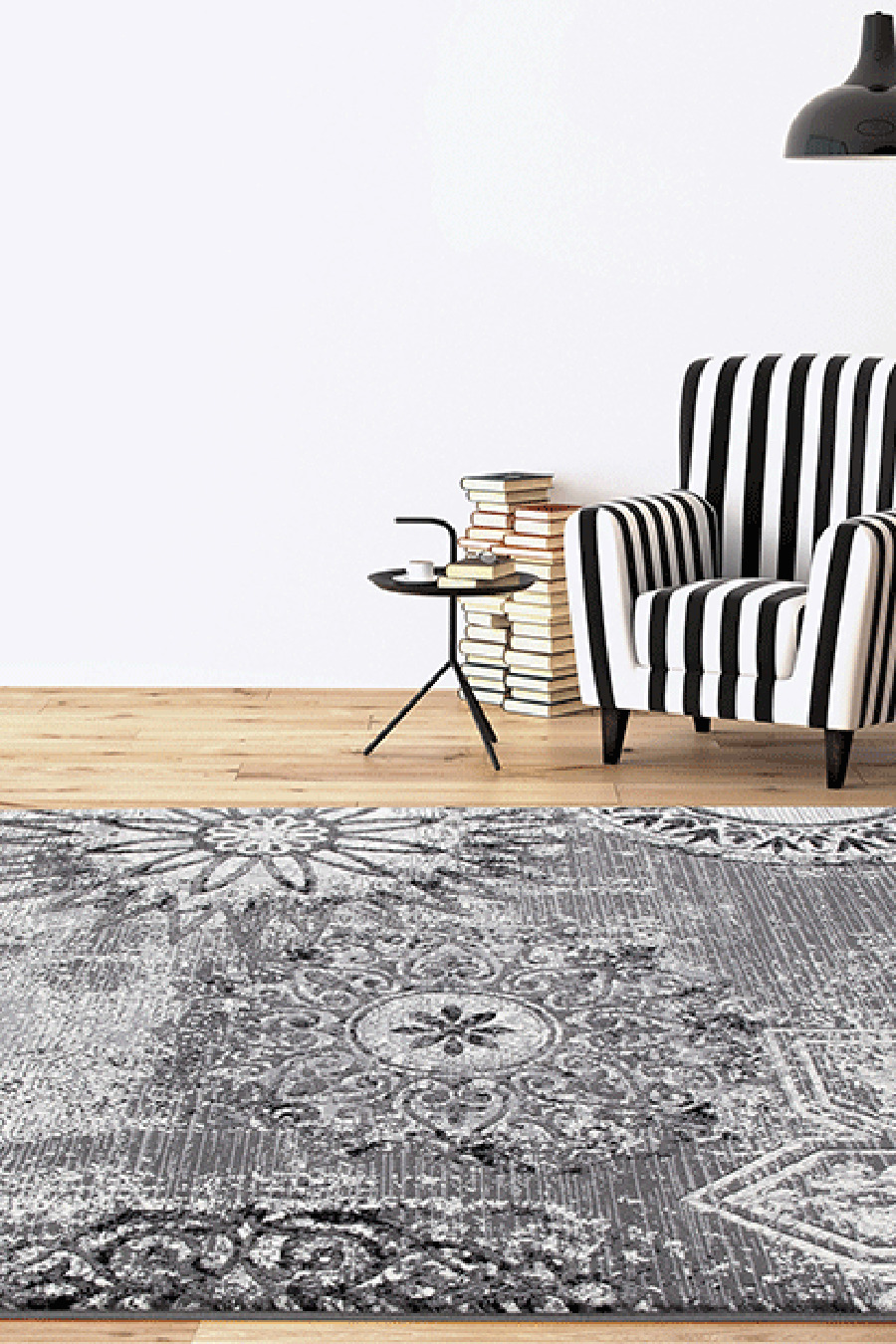 Fabian Ornament Dk Grey Rug(Size 230 x 160cm) 