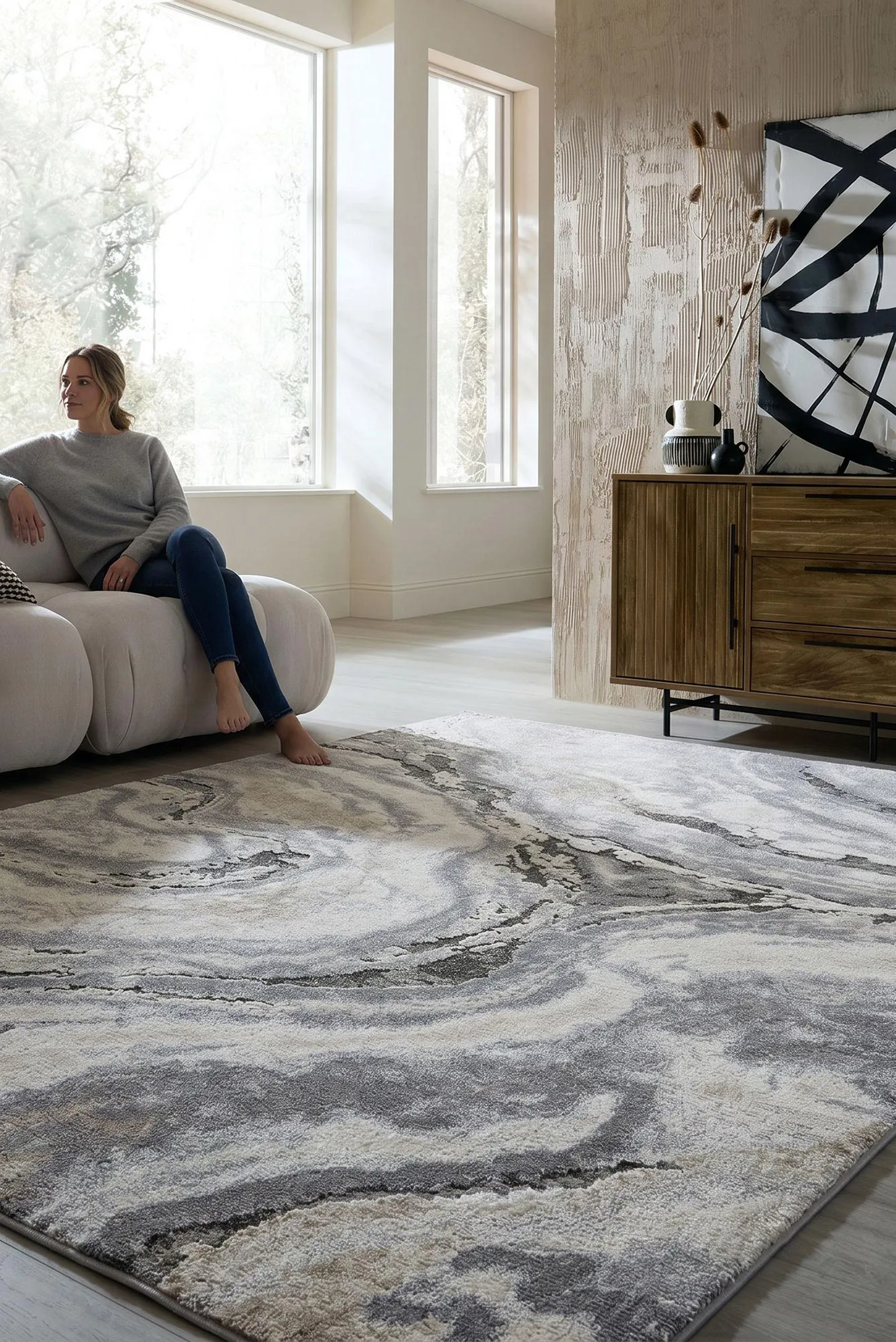 Fantasy Modern Marble Rug(Size 230 x 160cm)