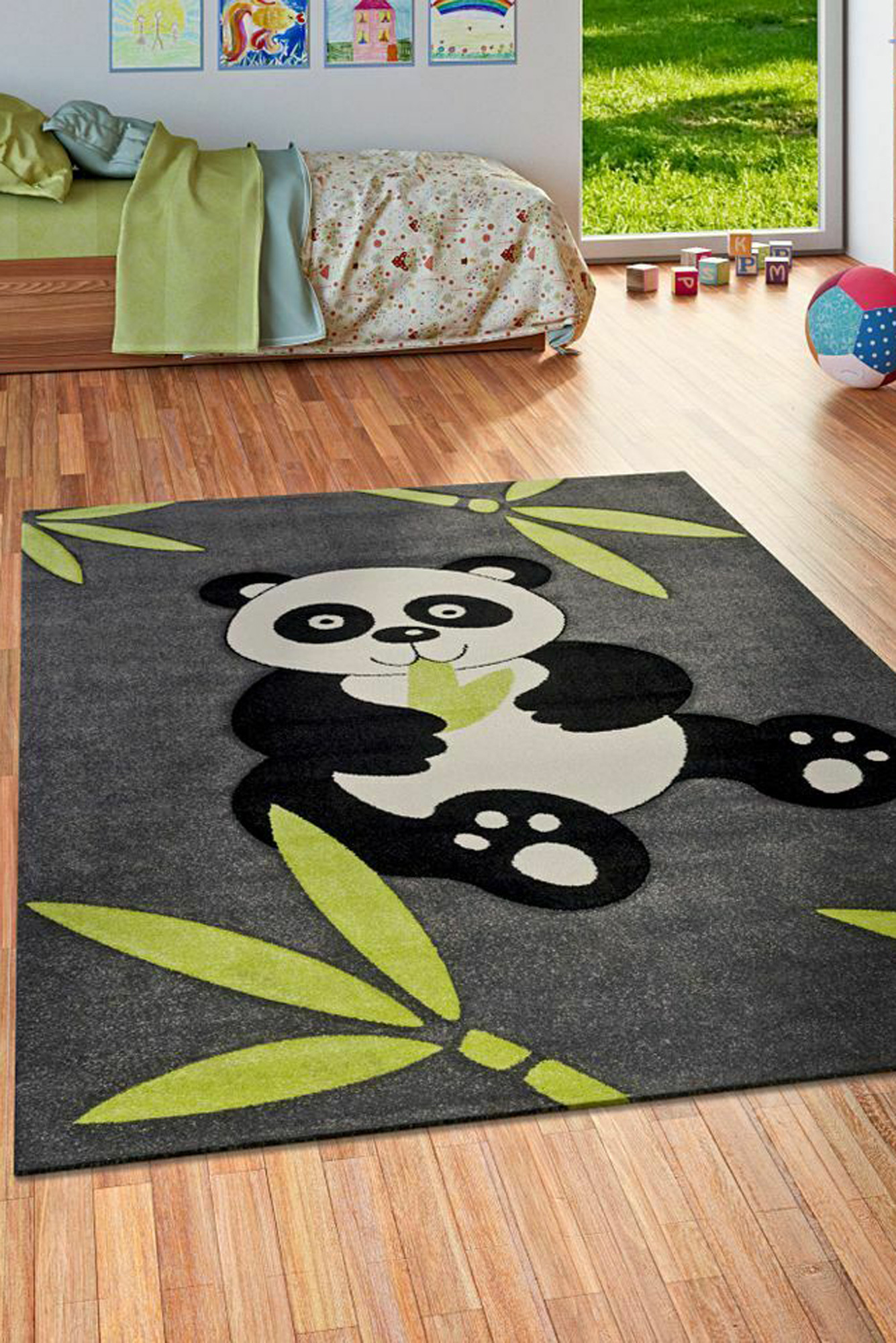 Large View Felix Panda Bear Kids Rug(Size 200 x 200cm) ROUND