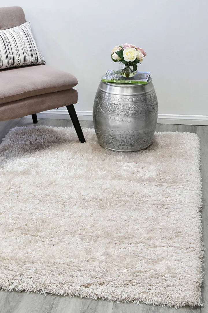 Large View Flavia Plain Cream Shaggy Rug(Size 220 x 160cm)