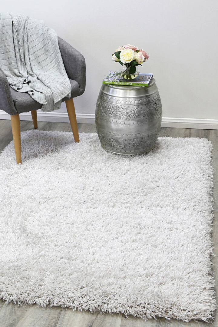 Large View Flavia Plain Grey Thick Shaggy Rug(Size 220 x 160cm)