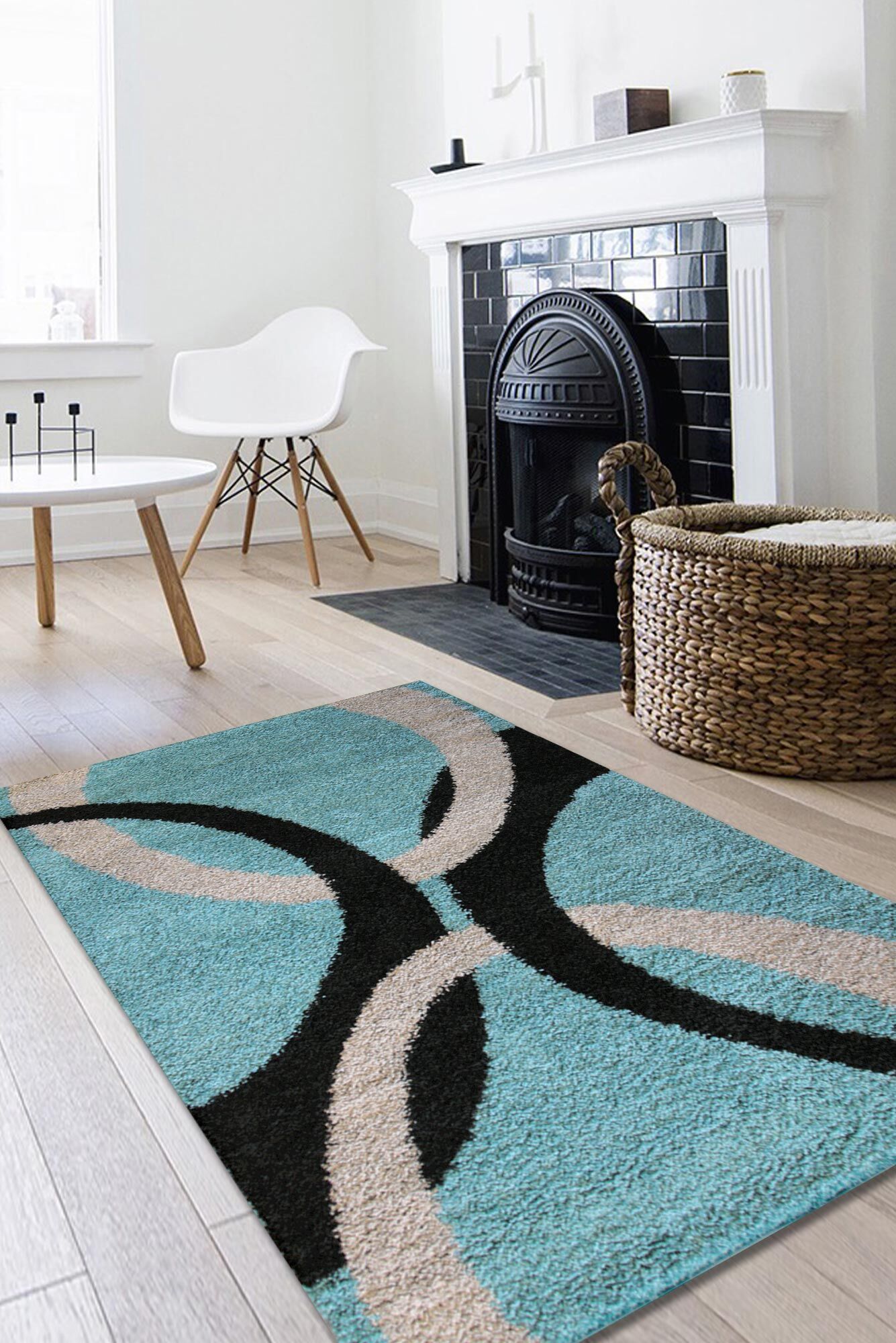 Moss Modern Turquoise Shag Rug(Size 220 x 150cm)