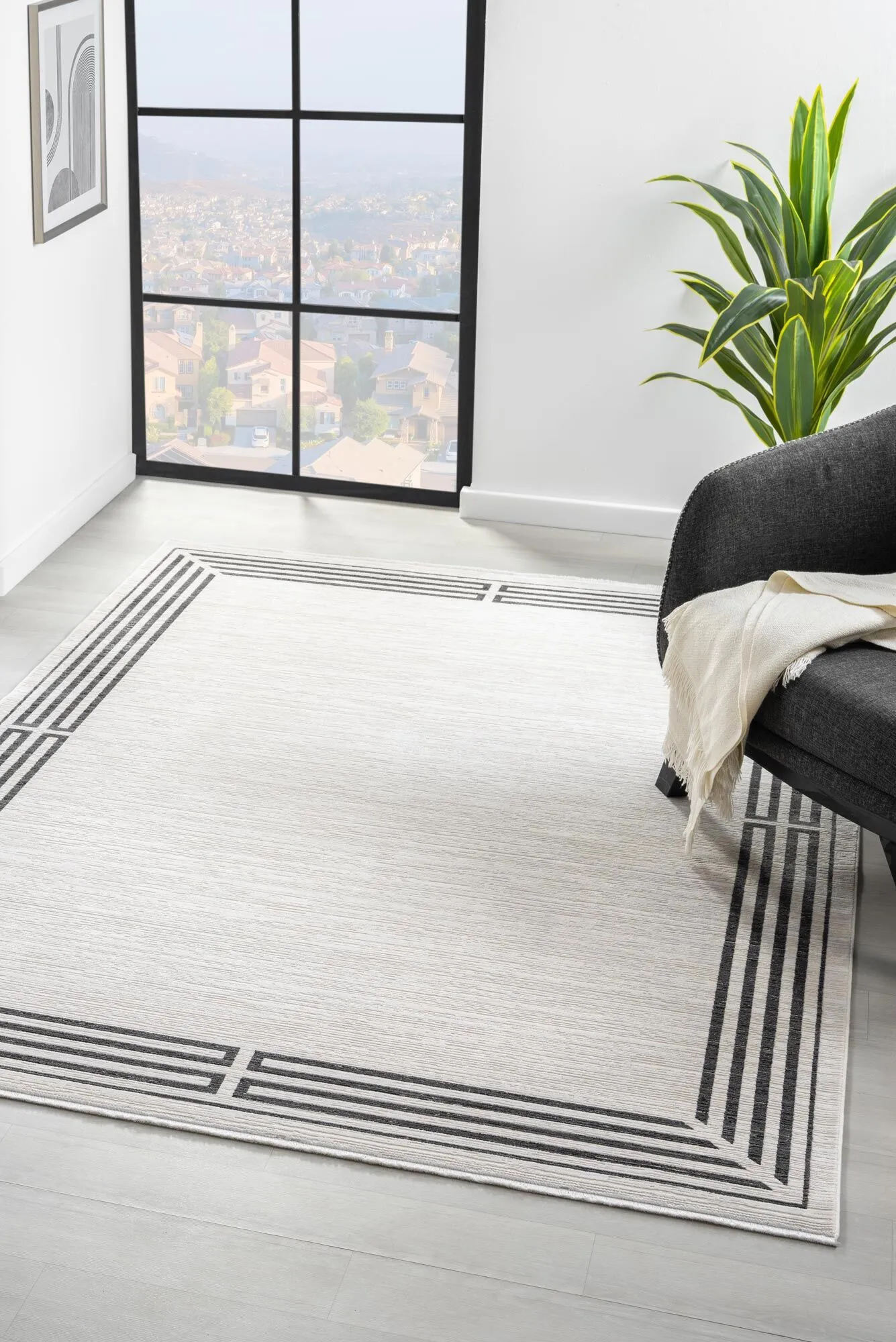 Large View Fendi Plain Border Rug(Size 230 x 160cm)