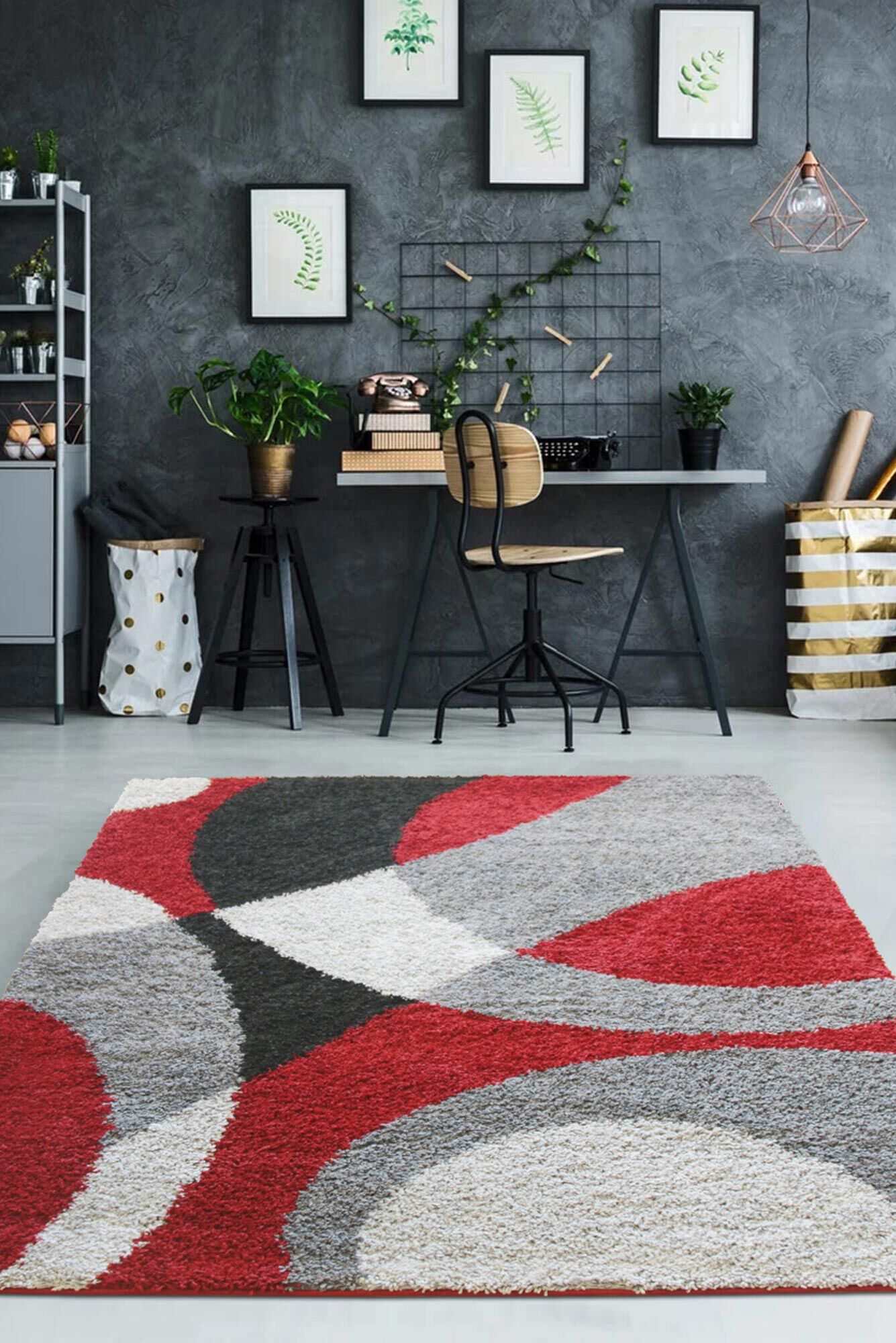 A Canal Is 300cm Wide And 120cm Deep Moss Shaggy Rug | Red Rugs | Flexible Payment Options