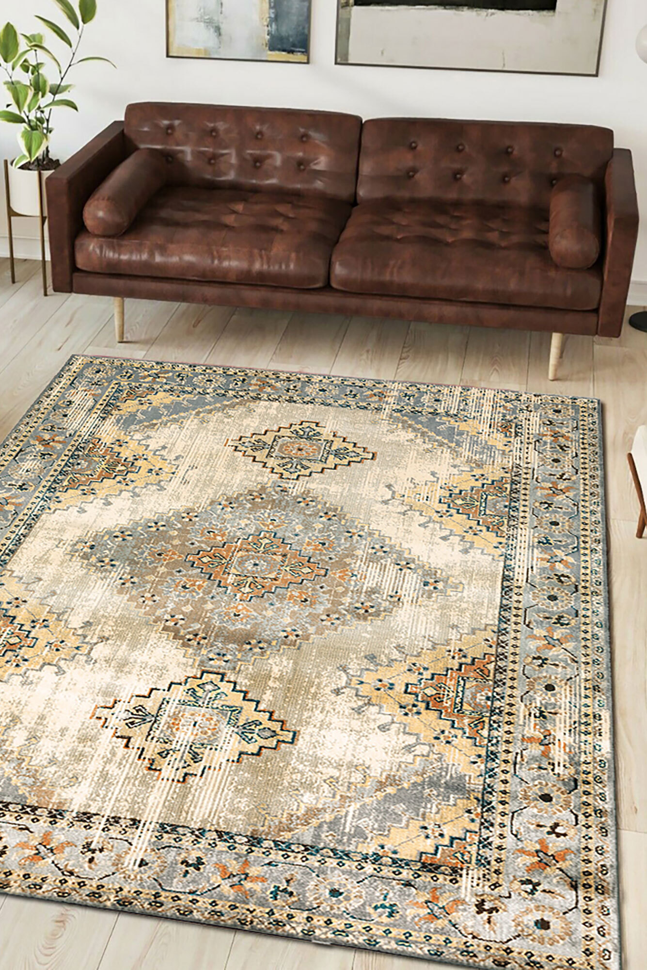 Large View Fred Traditional Medallion Rug(Size 220 x 150cm)