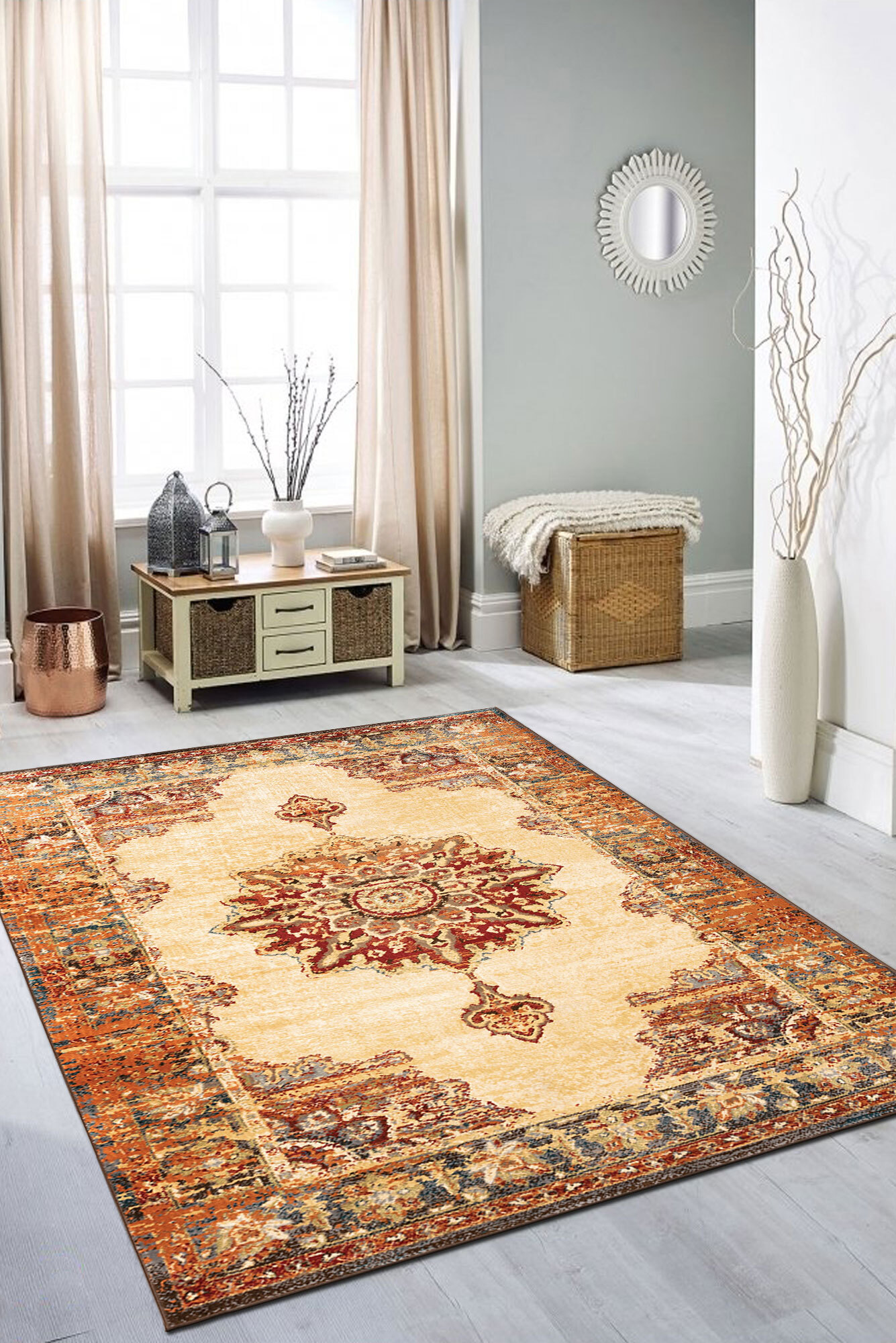 Large View Fred Traditional Medallion Rug(Size 220 x 150cm)