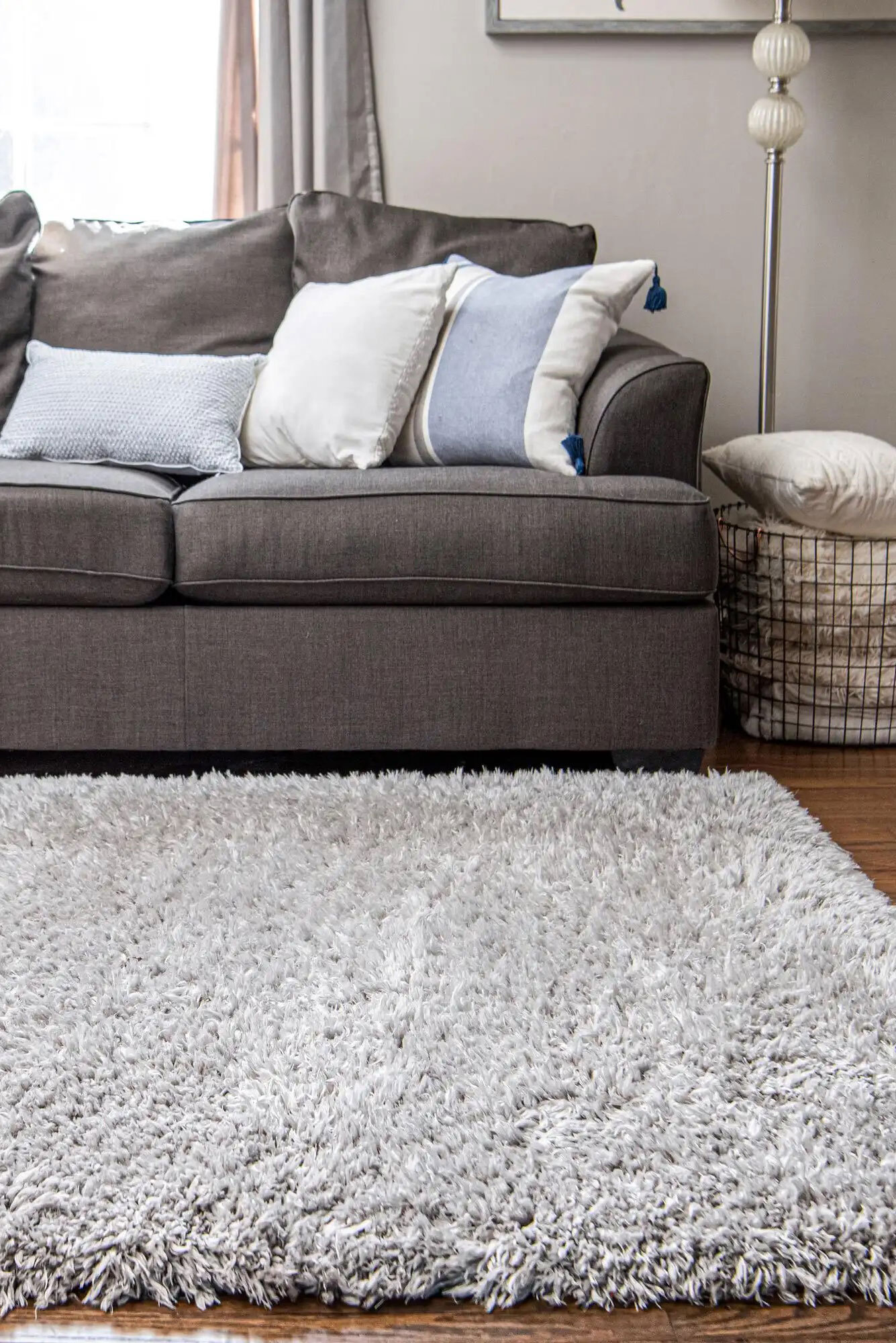 Large View Frida Plain Grey Thick Shaggy Rug(Size 330 x 240cm)