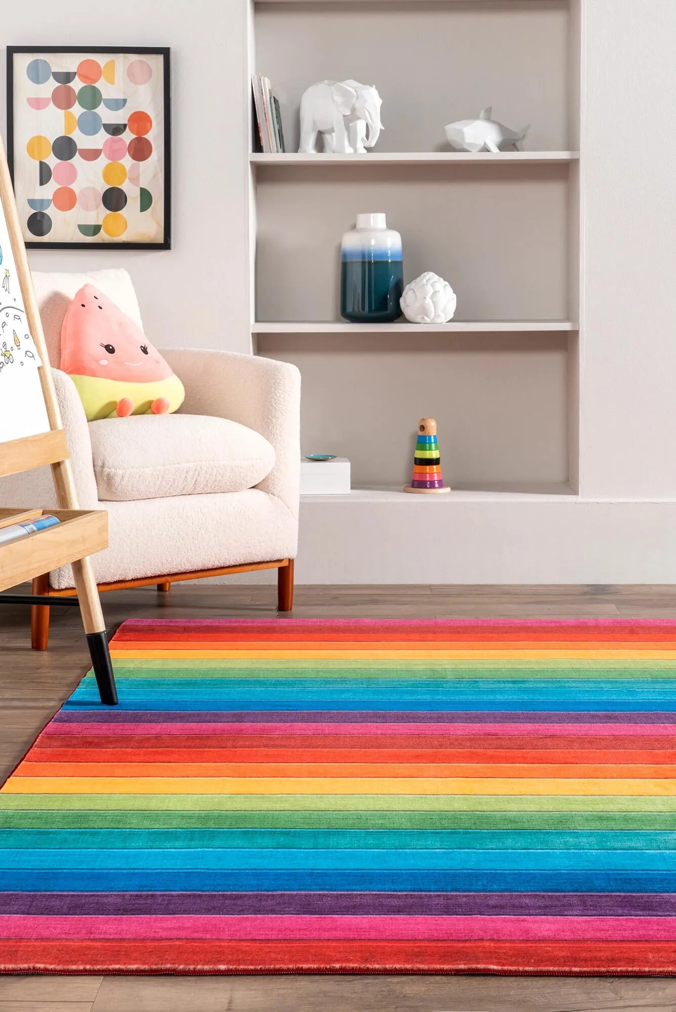 Large View Funtime Kids Multi Striped Rug(Size 170 x 115cm)