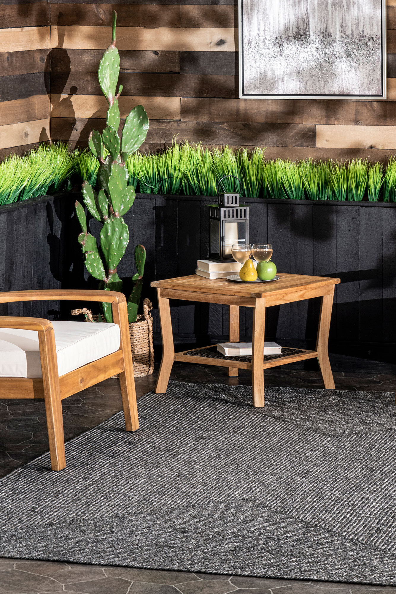 San Pietro Black Hand Braided Rug(Size 170 x 120cm)
