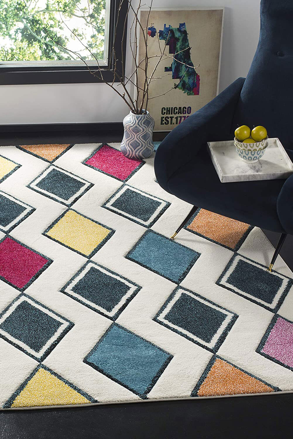 Large View Freya Modern Harlequin Rug(Size 220 x 150cm)