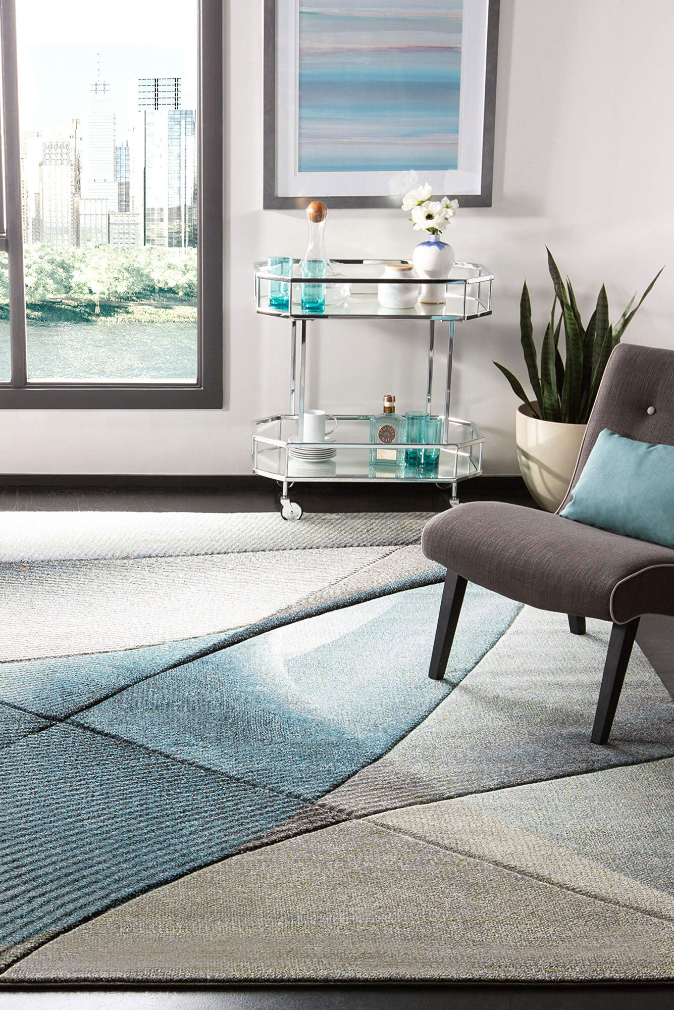 Large View Freya Wavy Modern Abstract Rug(Size 220 x 150cm)
