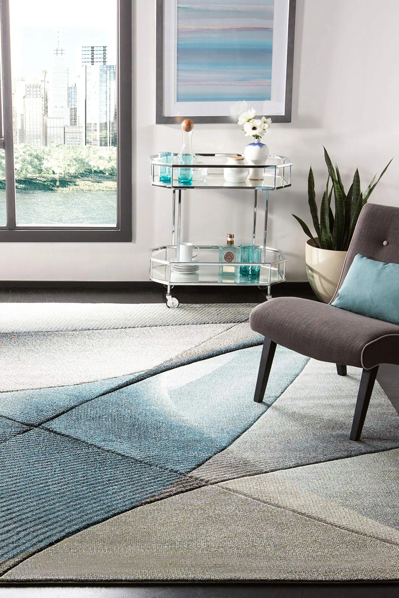 Large View Freya Wavy Modern Abstract Rug(Size 220 x 150cm)