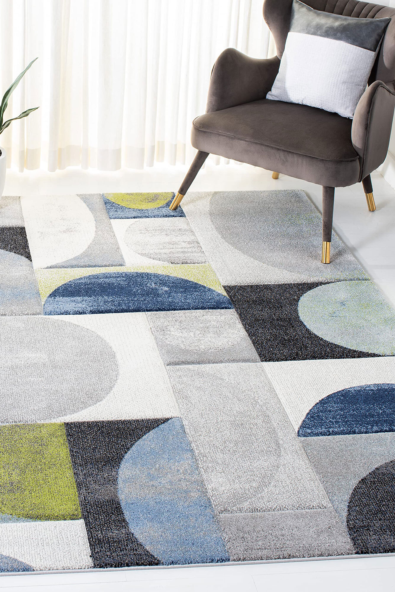 Large View Freya Modern Circle Pattern Rug(Size 220 x 150cm)