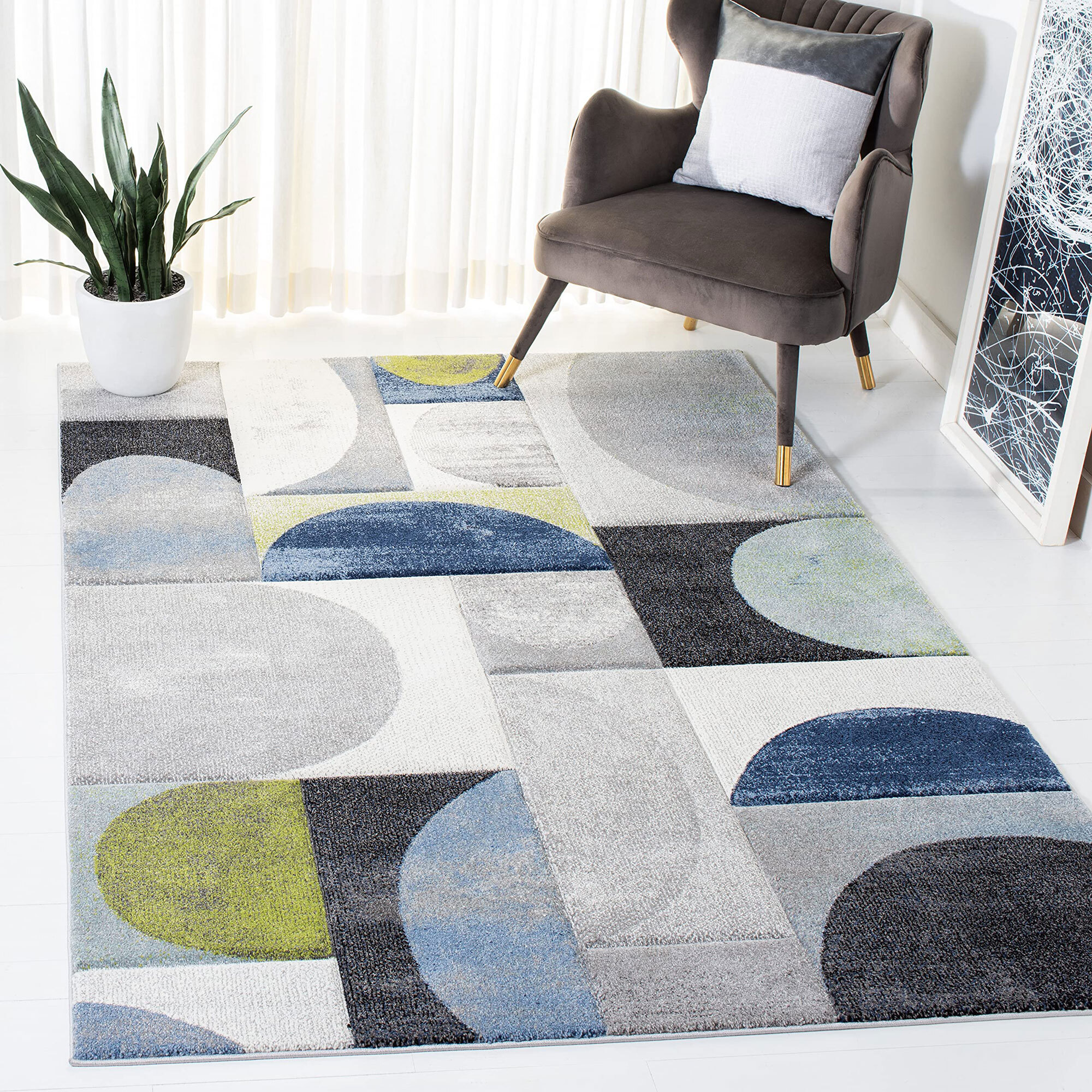 Large View Freya Modern Circle Pattern Rug