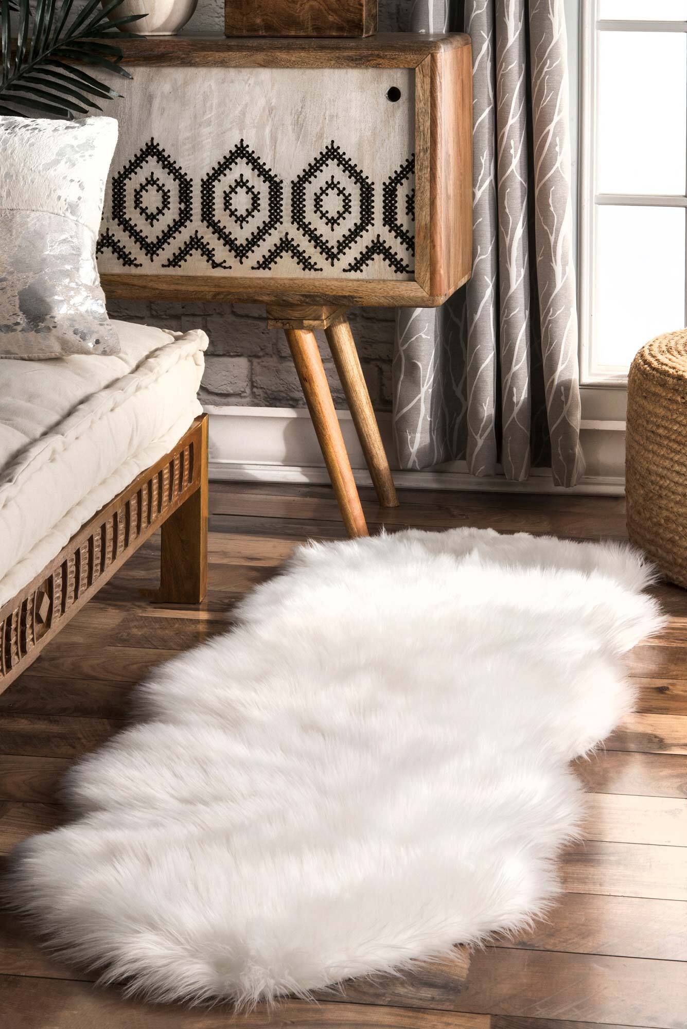 Fluffy Faux Fur Rug | White Rugs | Free Shipping