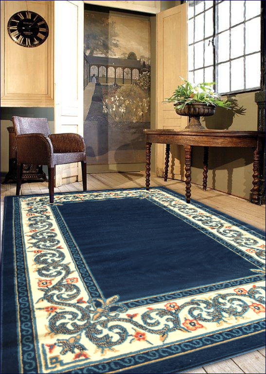 Gil Traditional Navy Border Rug(Size 170 x 120cm)